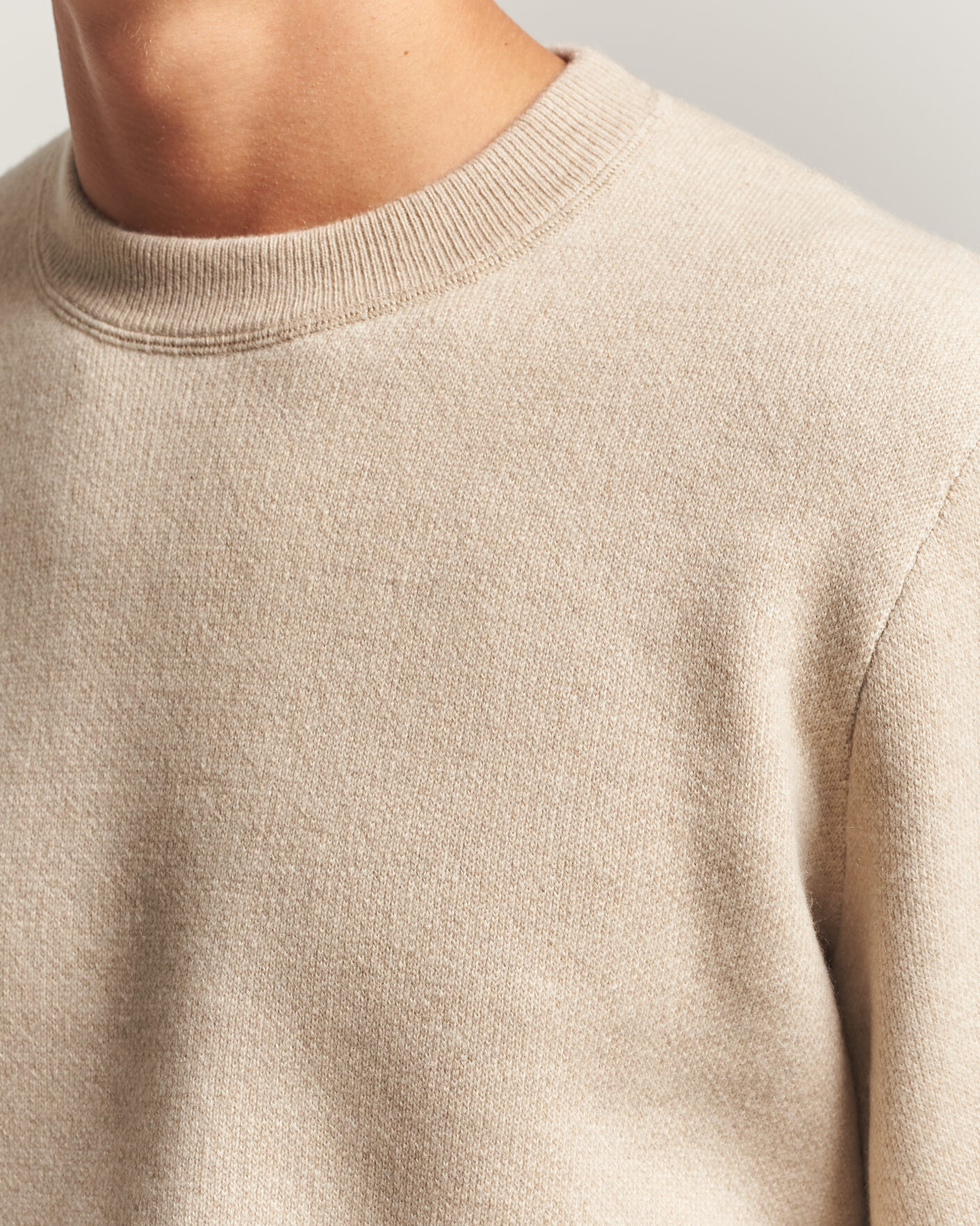 Hombres | Jerséis y prendas de punto | BOSS CAMEL | Farrison Wool Knitted Sweater Light Beige