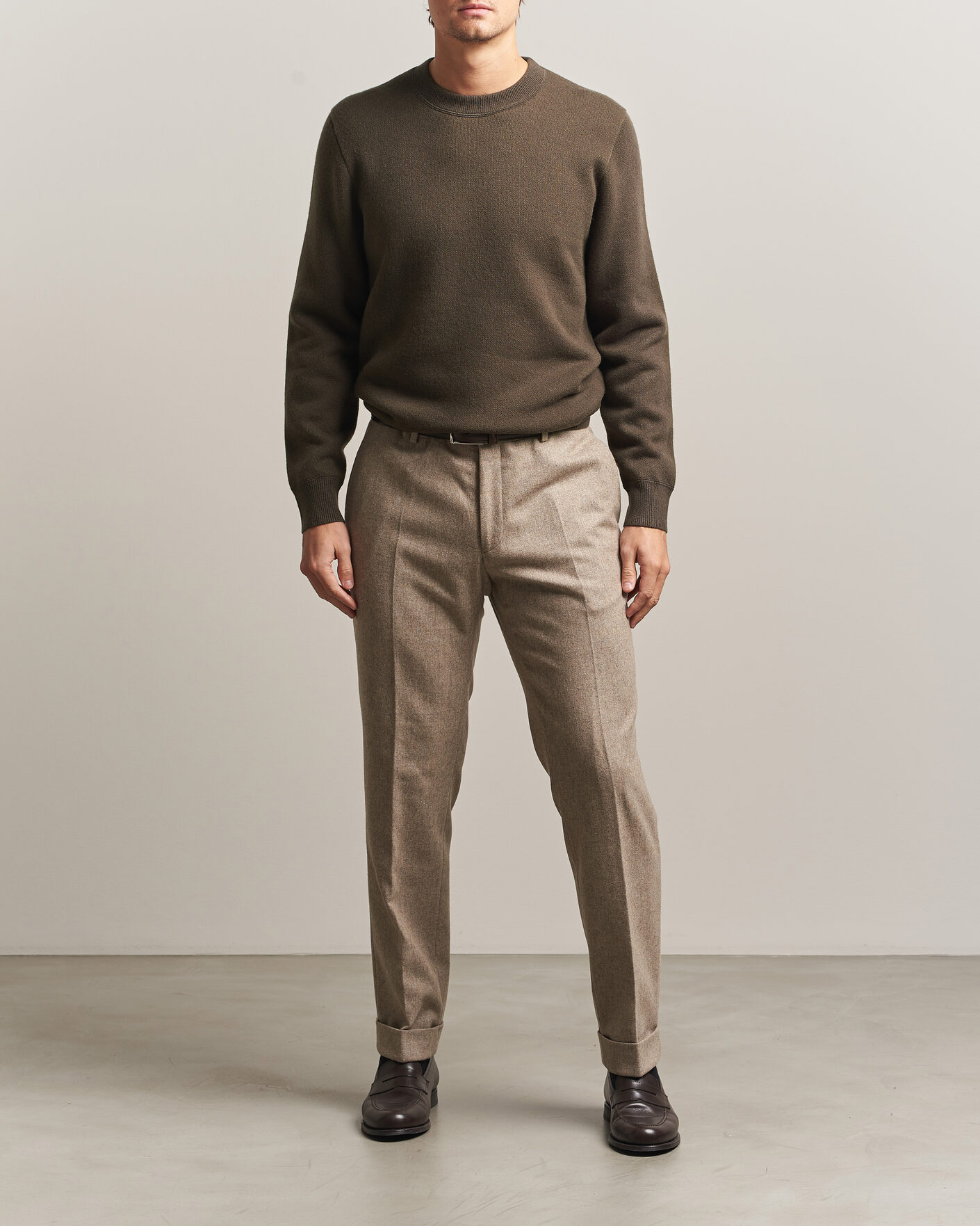 Hombres | Jerséis y prendas de punto | BOSS CAMEL | Farrison Cashmere Knitted Sweater Open Green
