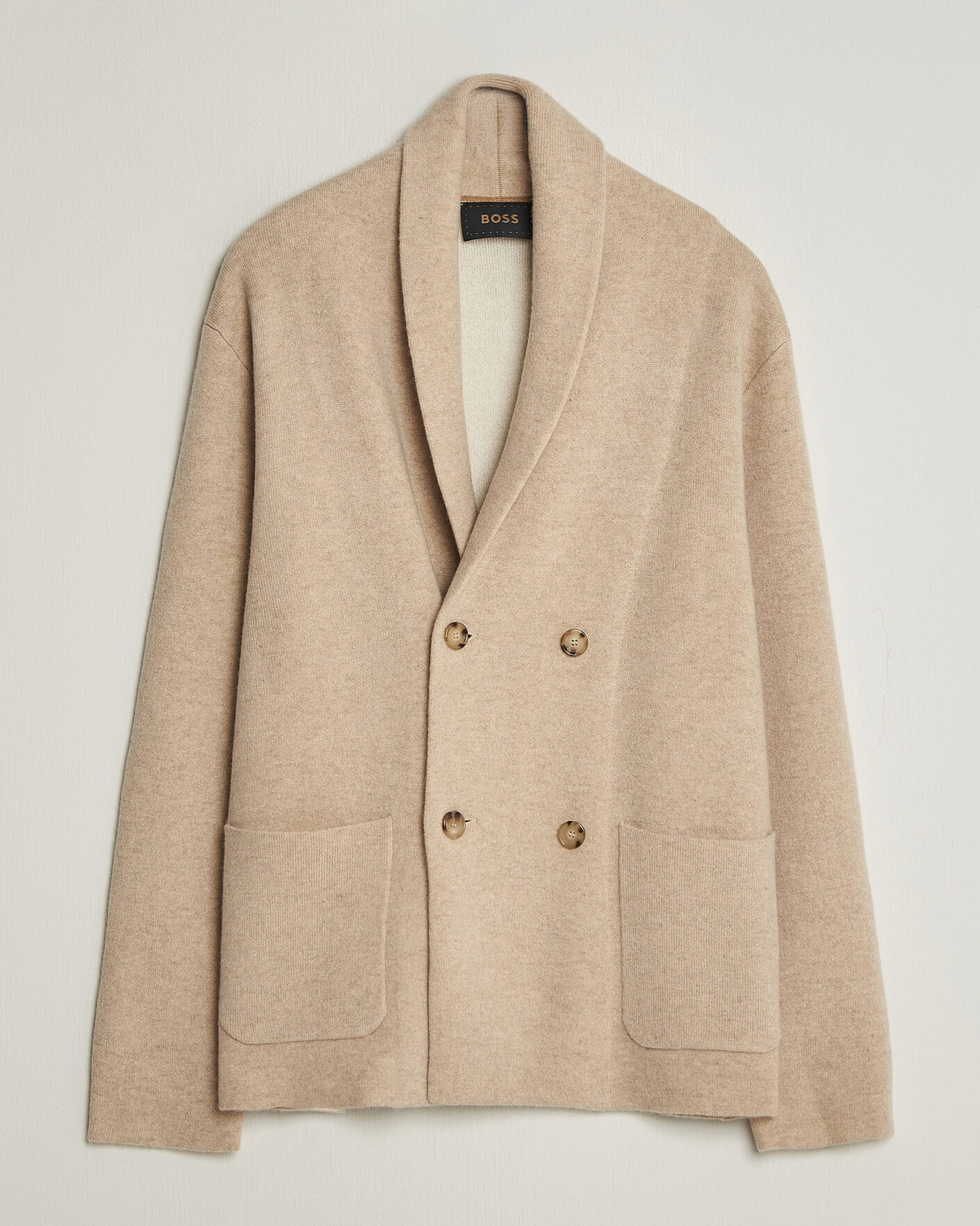 Hombres | Jerséis y prendas de punto | BOSS CAMEL | Fenturo Wool Knitted Cardigan Light Beige