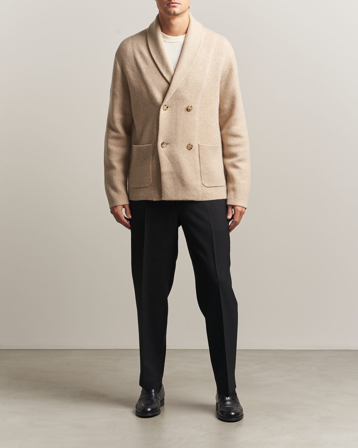 Hombres | Jerséis y prendas de punto | BOSS CAMEL | Fenturo Wool Knitted Cardigan Light Beige