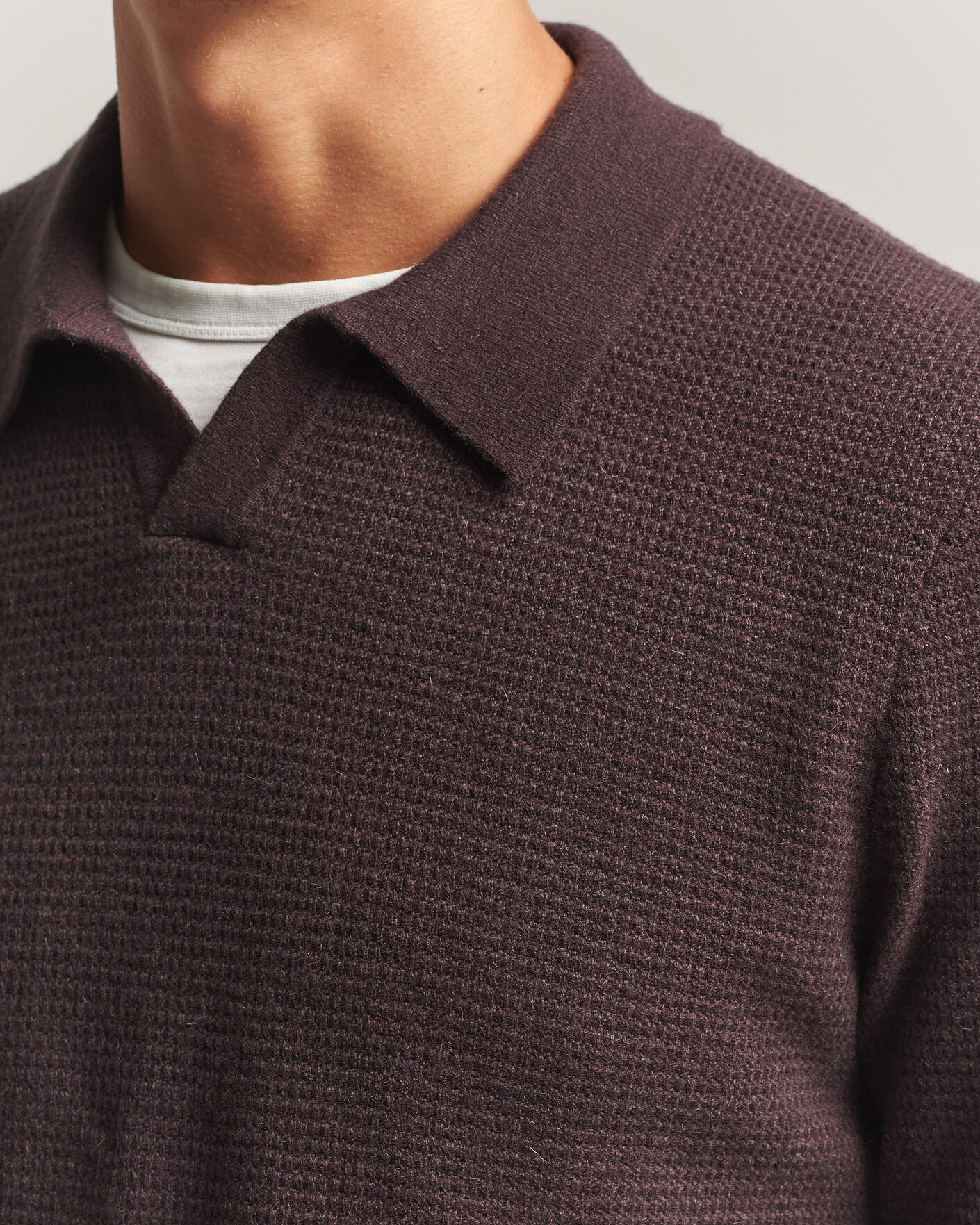 Hombres | Jerséis y prendas de punto | BOSS CAMEL | Filo Wool Knitted Polo Open Brown