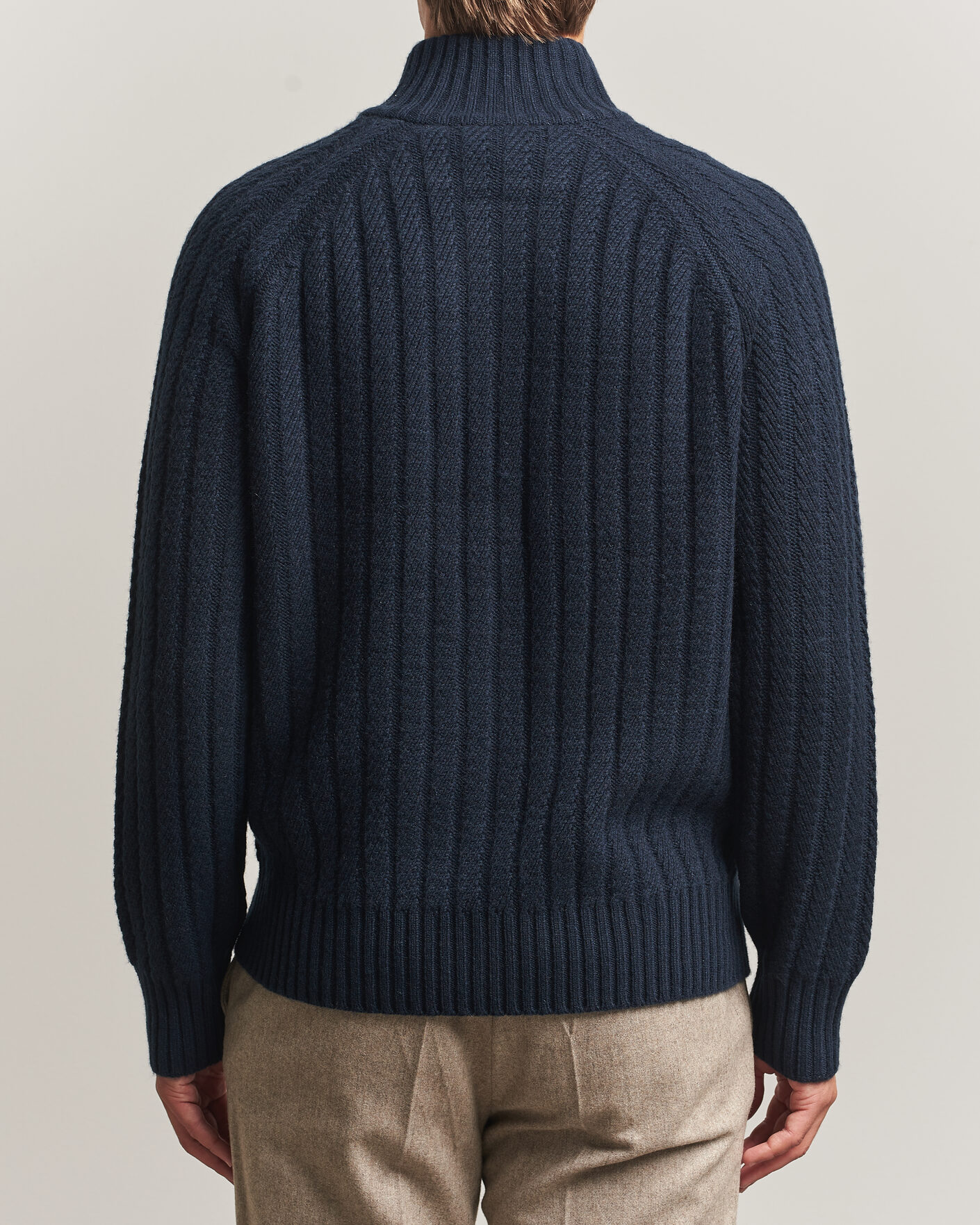 Hombres | Jerséis y prendas de punto | BOSS CAMEL | Filane Wool Knitted Full Zip Dark Blue