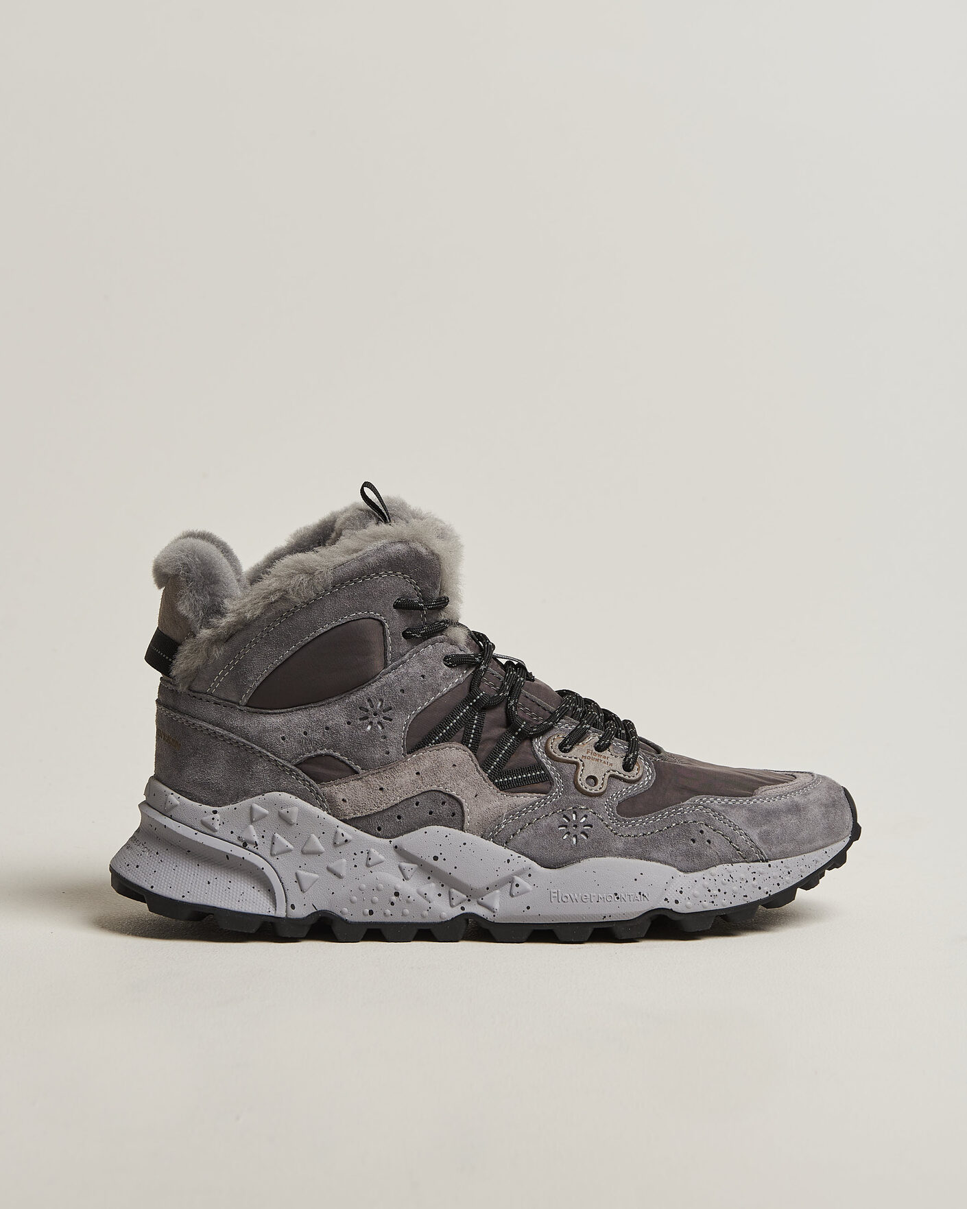 Hombres | Zapatillas | Flower Mountain | Yamano 3 Mid Suede/Sherling Sneaker Grey