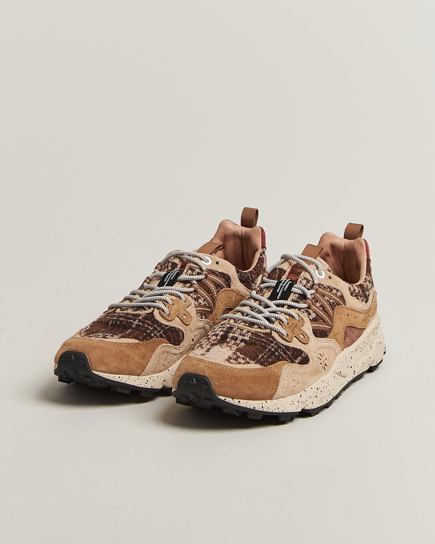 Hombres | Zapatillas | Flower Mountain | Yamano 3 Suede/Wool Check Sneaker Brown