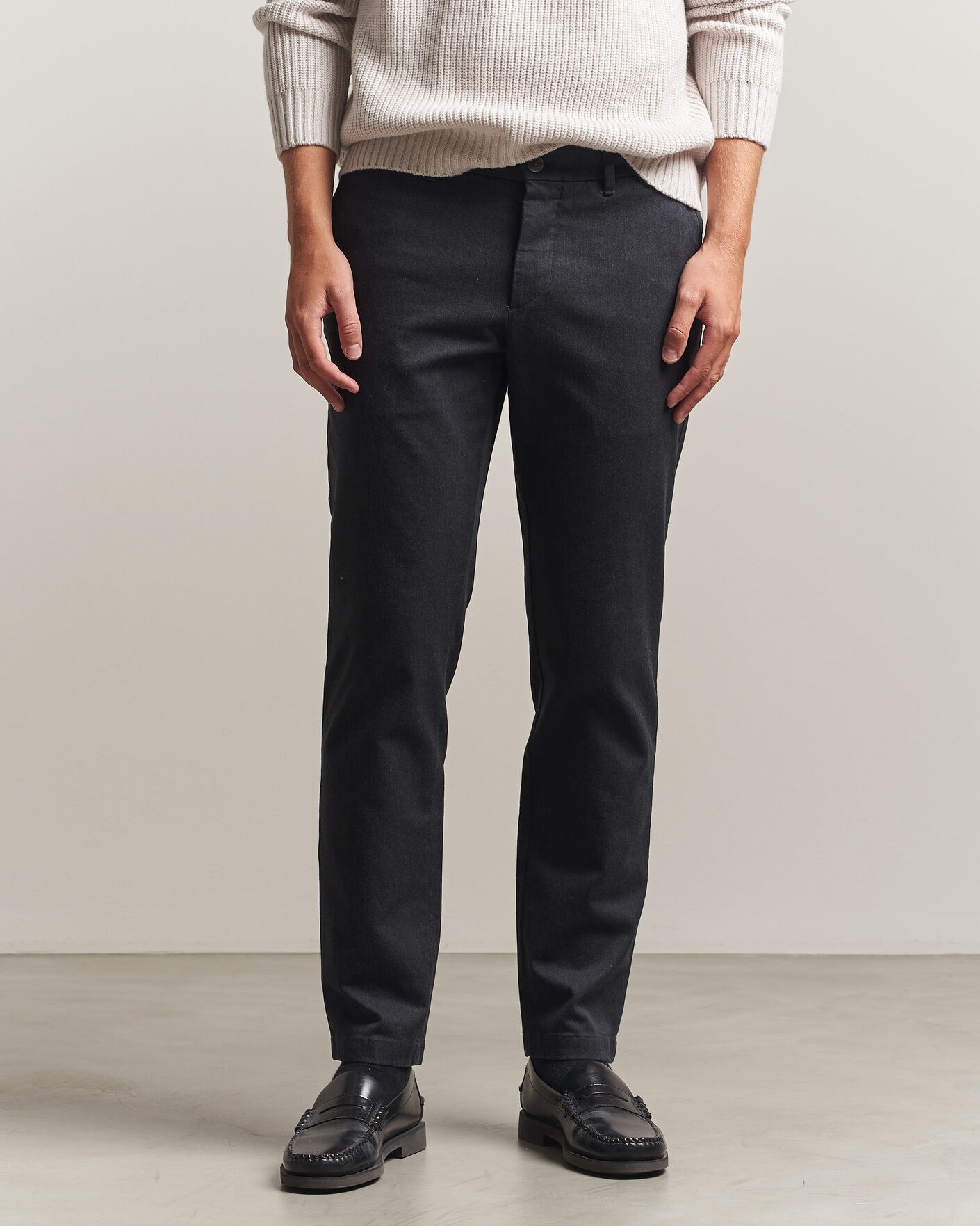 Hombres | Pantalones | J.Lindeberg | Chase Stretch Flannel Trousers Dark Grey