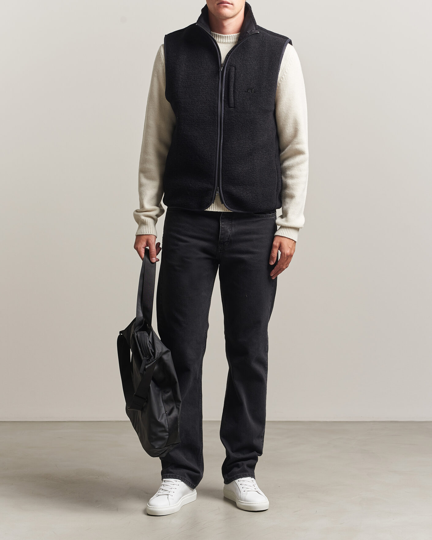 Hombres | Chalecos | J.Lindeberg | Duncan Wool Fleece Vest Black