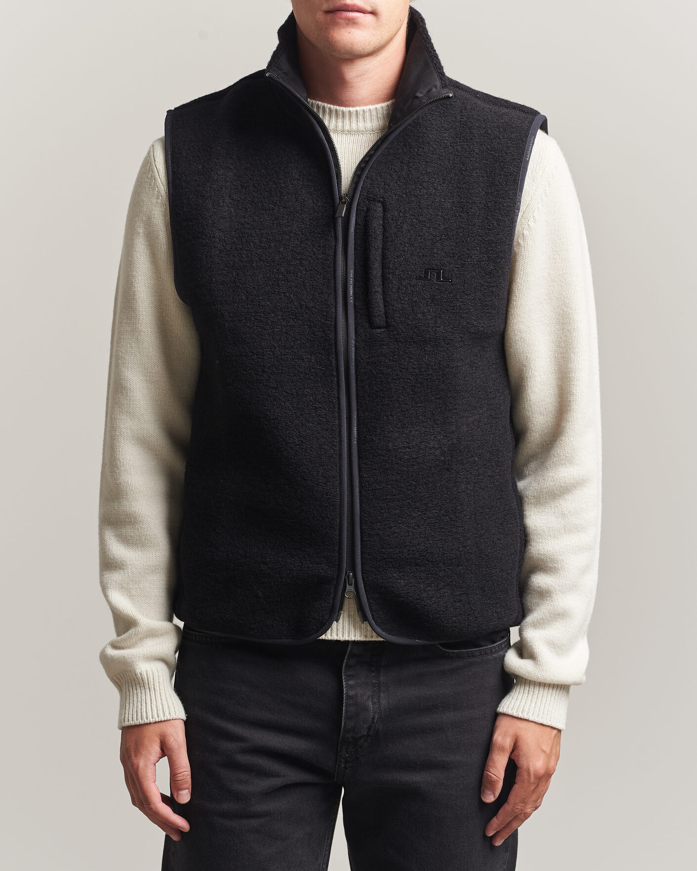 Hombres | Chalecos | J.Lindeberg | Duncan Wool Fleece Vest Black