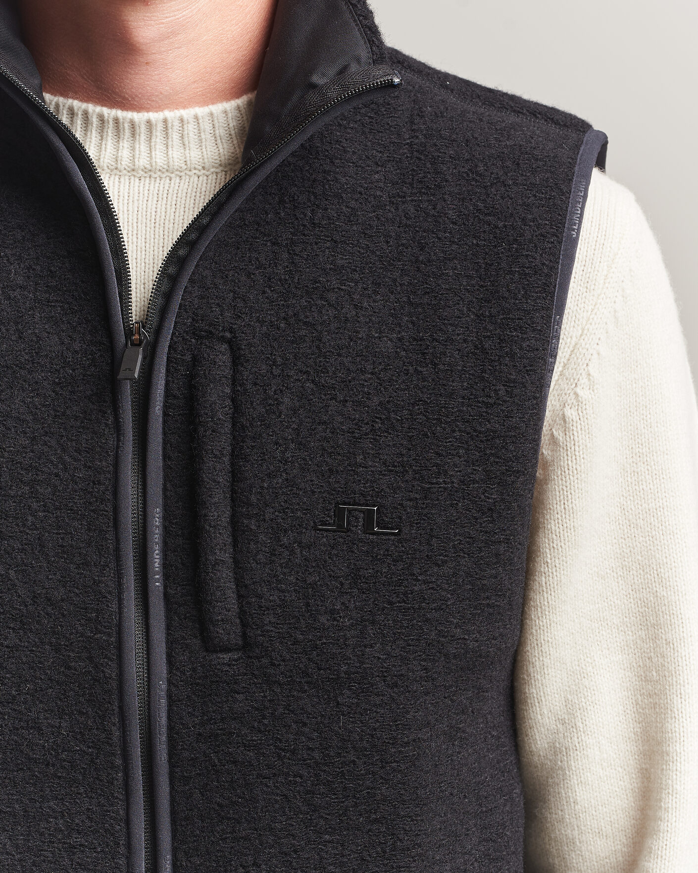 Hombres | Chalecos | J.Lindeberg | Duncan Wool Fleece Vest Black