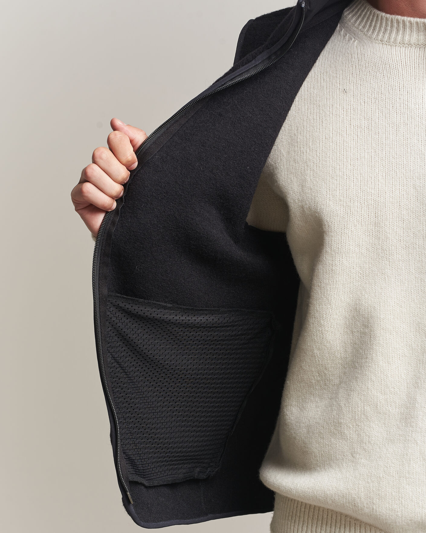 Hombres | Chalecos | J.Lindeberg | Duncan Wool Fleece Vest Black