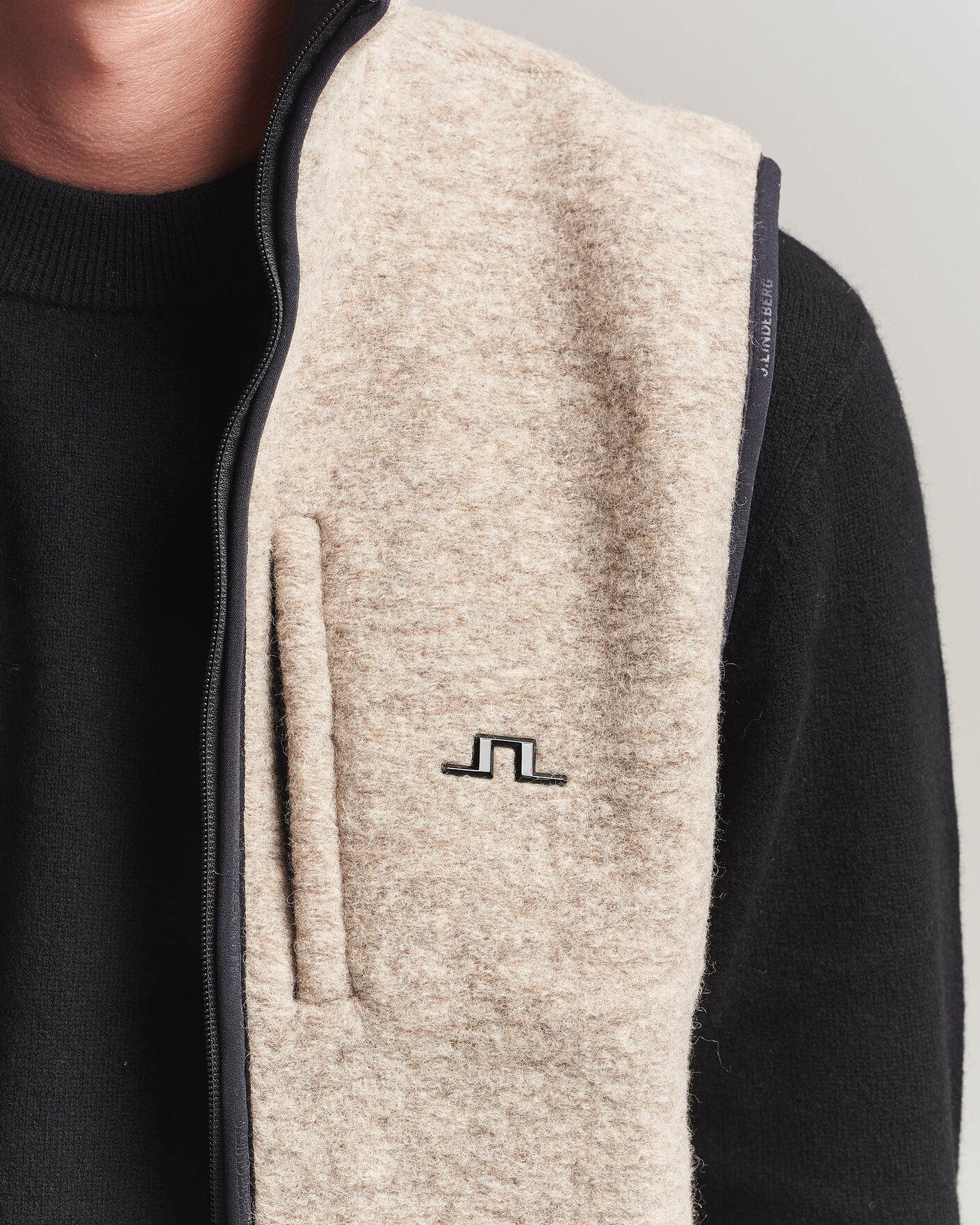 Hombres | Chalecos | J.Lindeberg | Duncan Wool Fleece Vest Moonbeam