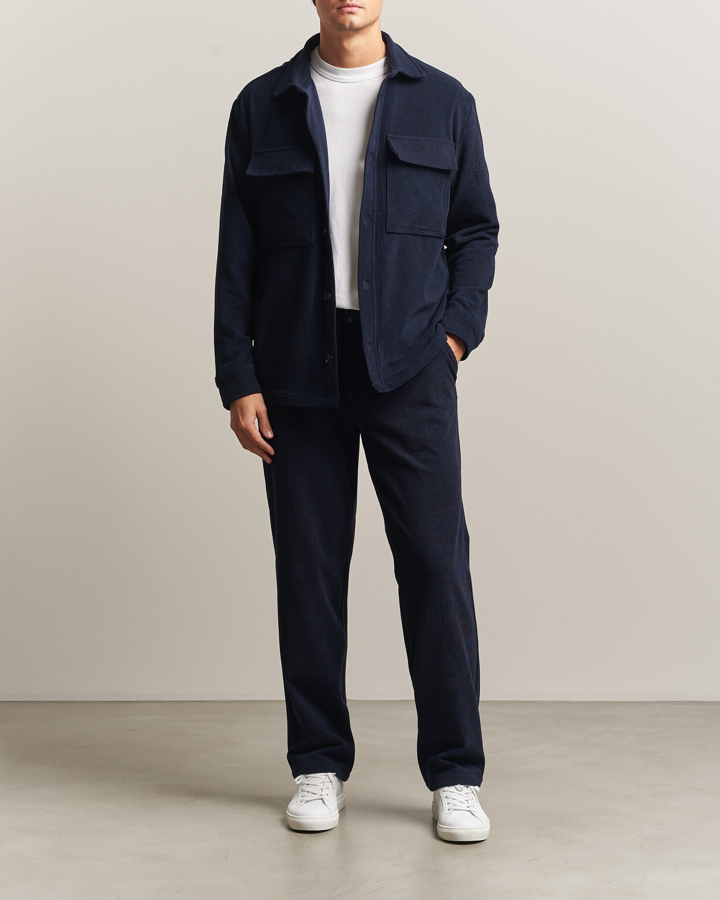 Hombres | Camisas | J.Lindeberg | Finnigan Drape Cord Overshirt JL Navy