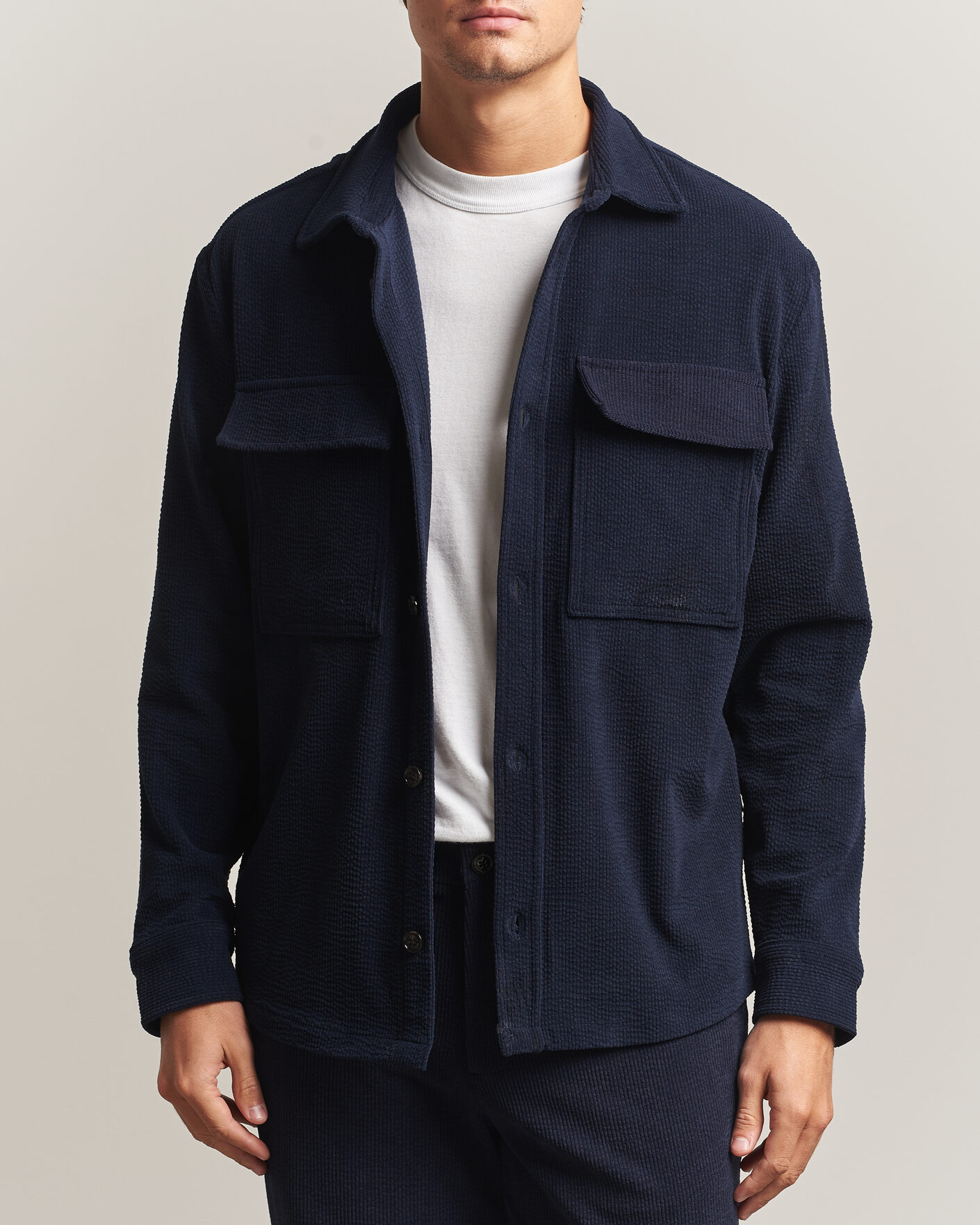 Hombres | Camisas | J.Lindeberg | Finnigan Drape Cord Overshirt JL Navy
