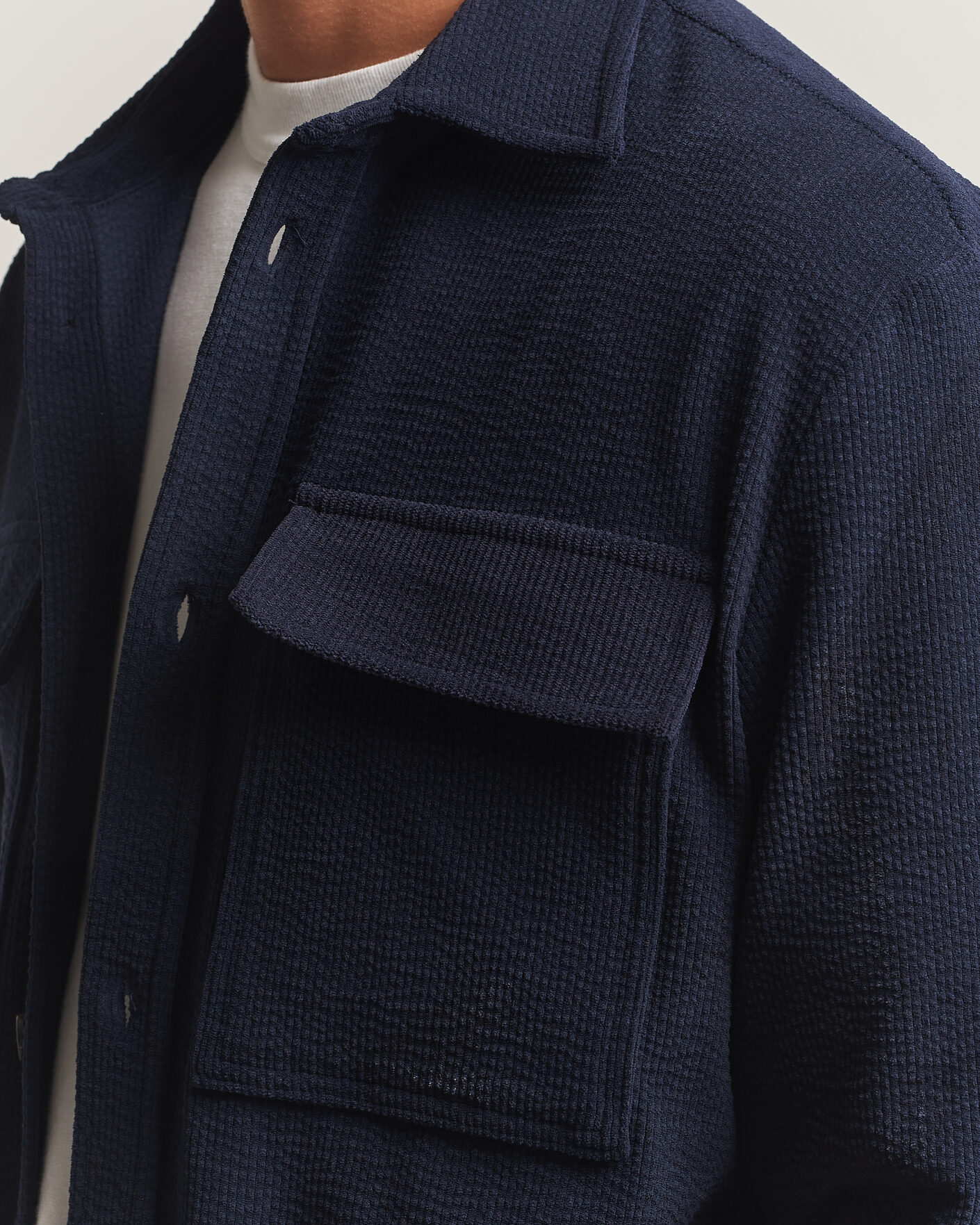 Hombres | Camisas | J.Lindeberg | Finnigan Drape Cord Overshirt JL Navy