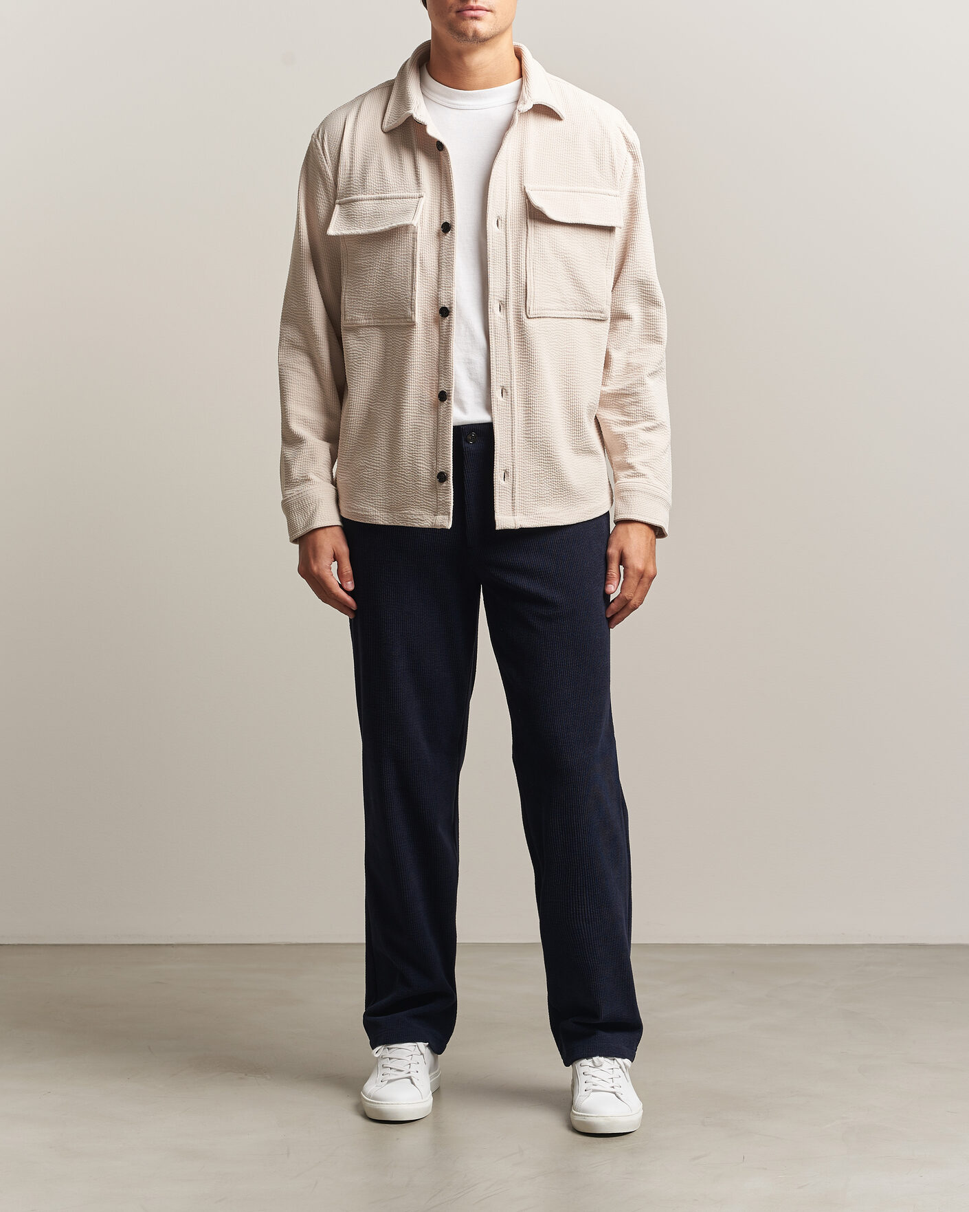 Hombres | Camisas | J.Lindeberg | Finnigan Drape Cord Overshirt Moonbeam