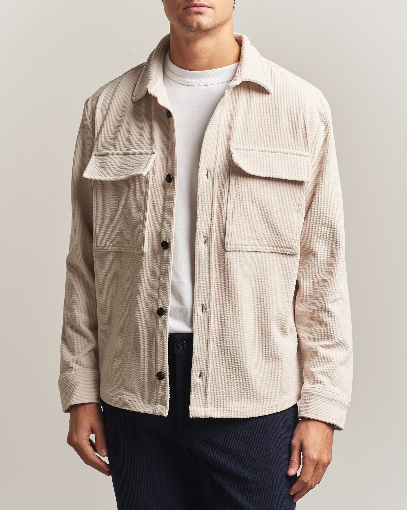 Hombres | Camisas | J.Lindeberg | Finnigan Drape Cord Overshirt Moonbeam