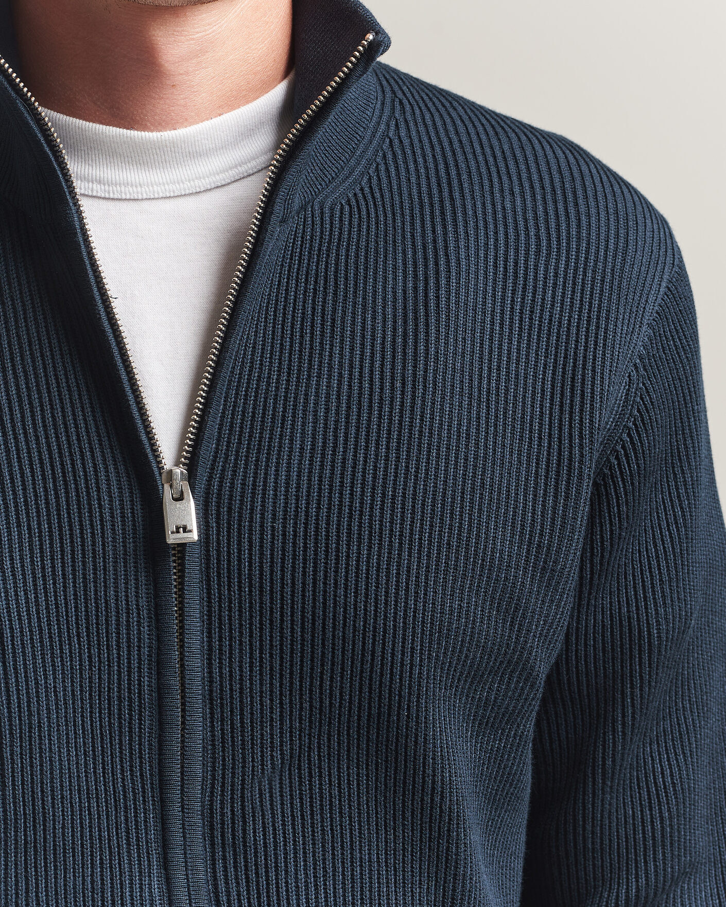 Hombres | Jerséis y prendas de punto | J.Lindeberg | Alexis Cotton Full Zip JL Navy