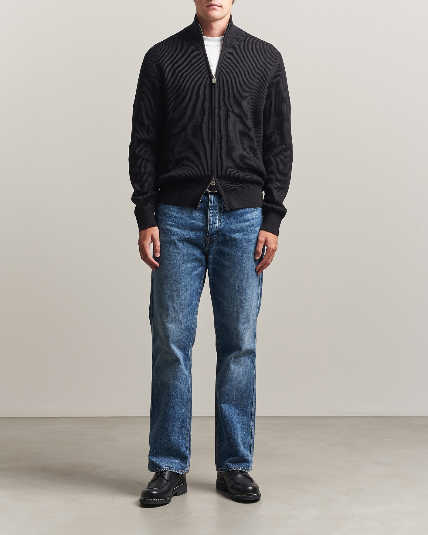 Hombres | Jerséis y prendas de punto | J.Lindeberg | Alexis Cotton Full Zip Black