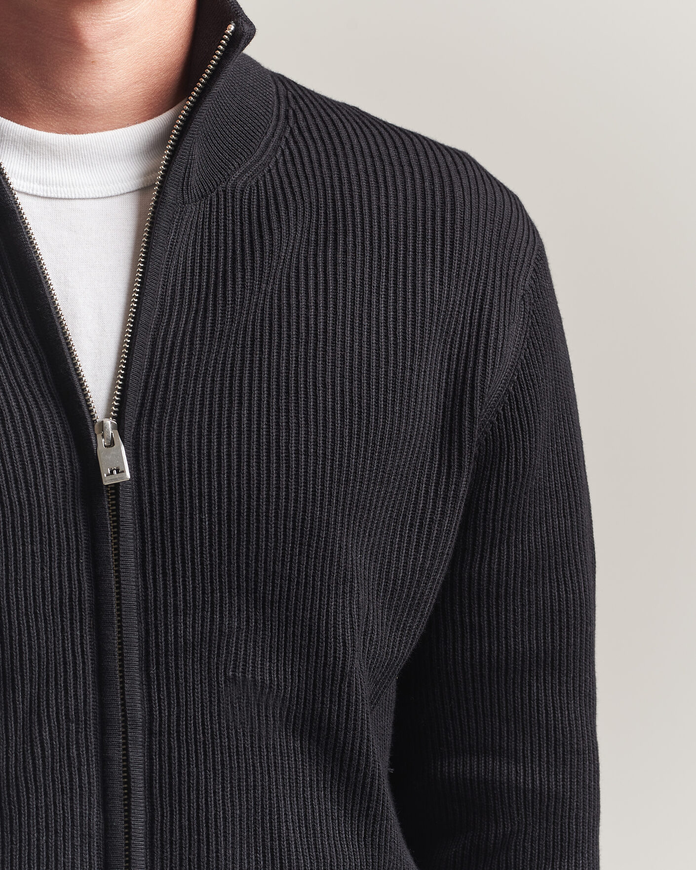Hombres | Jerséis y prendas de punto | J.Lindeberg | Alexis Cotton Full Zip Black