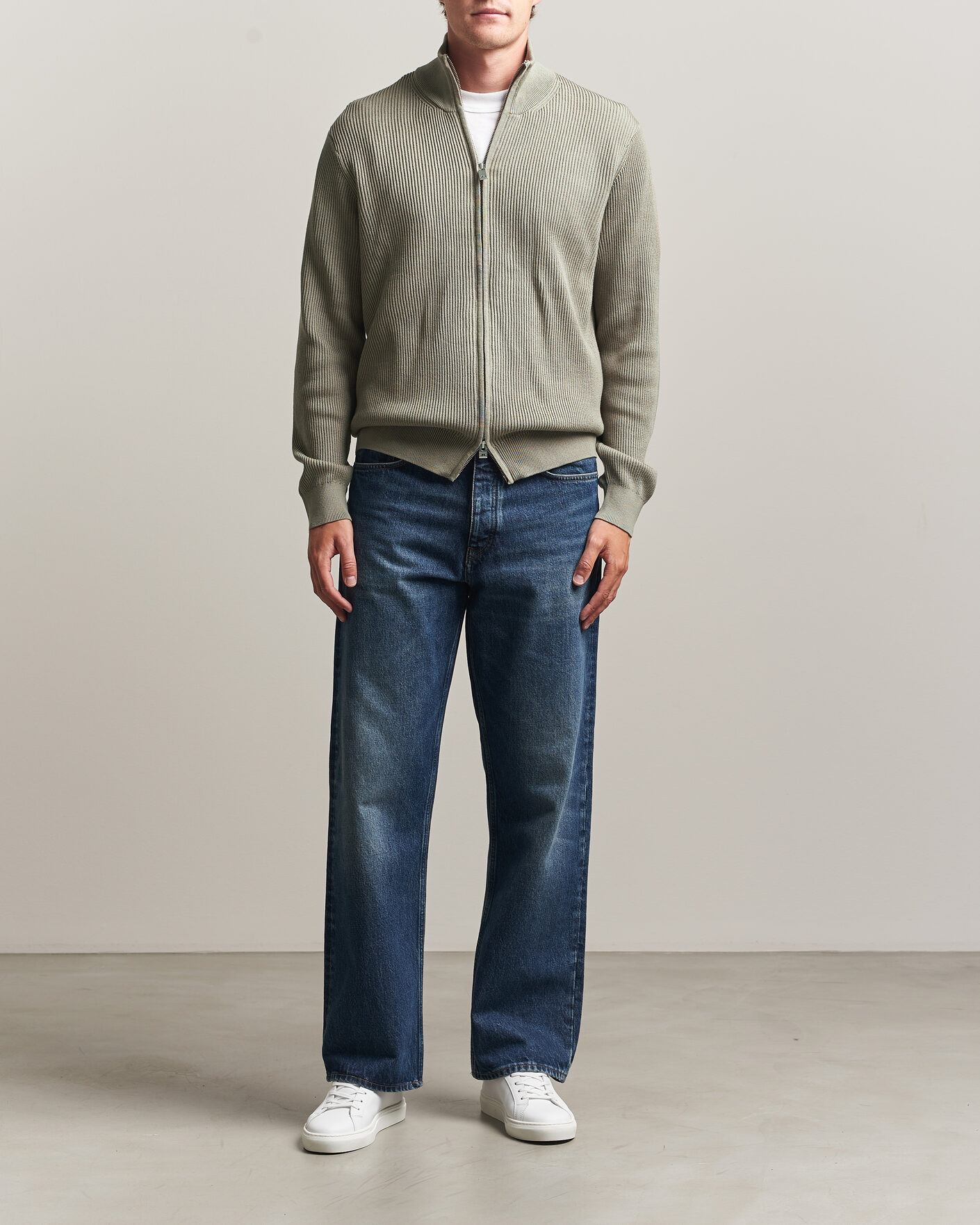 Hombres | Jerséis y prendas de punto | J.Lindeberg | Alexis Cotton Full Zip Brindle
