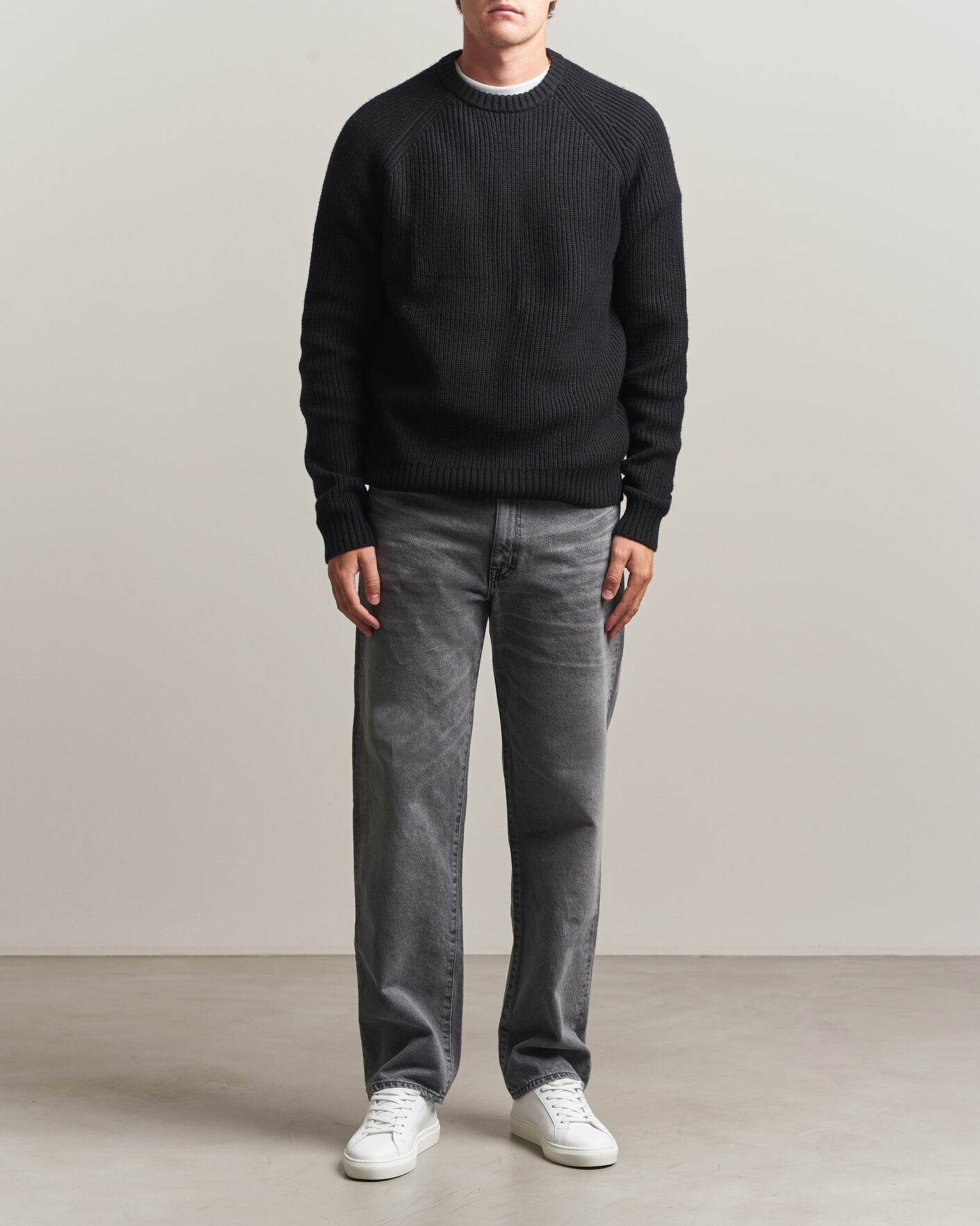 Hombres | Jerséis y prendas de punto | J.Lindeberg | Hallow Wool Blend Knitted Sweater Black