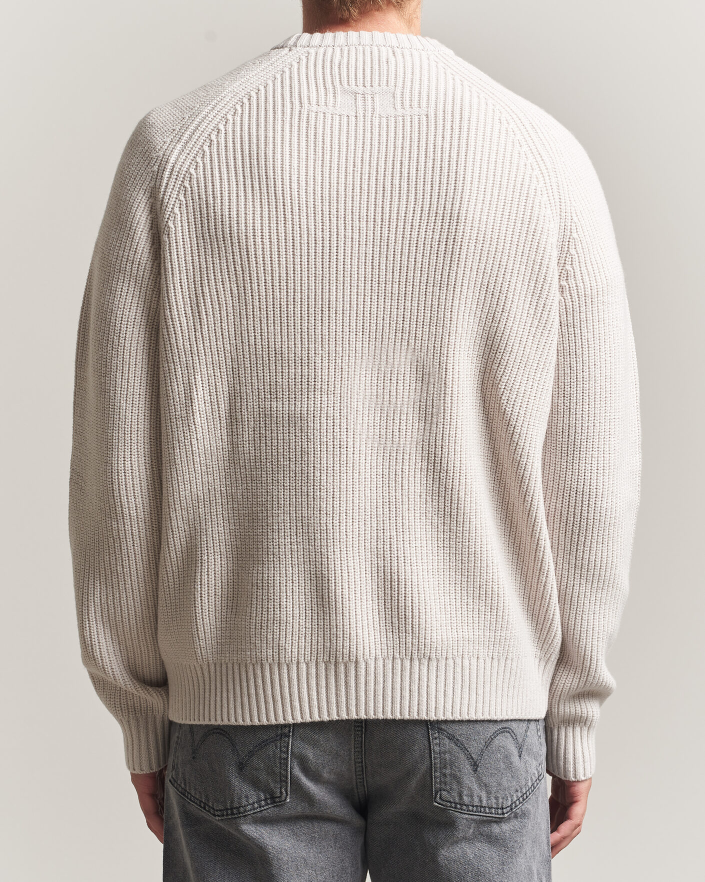 Hombres | Jerséis y prendas de punto | J.Lindeberg | Hallow Wool Blend Knitted Sweater Moonbeam