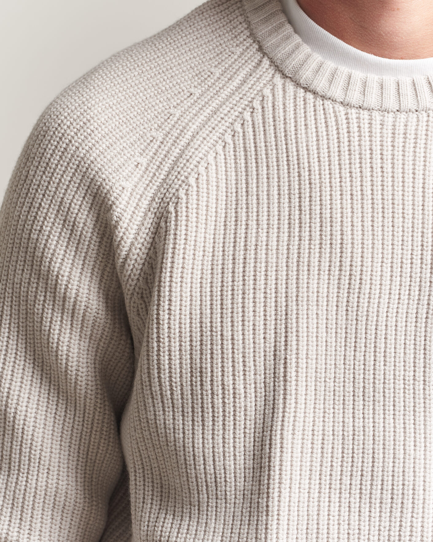 Hombres | Jerséis y prendas de punto | J.Lindeberg | Hallow Wool Blend Knitted Sweater Moonbeam