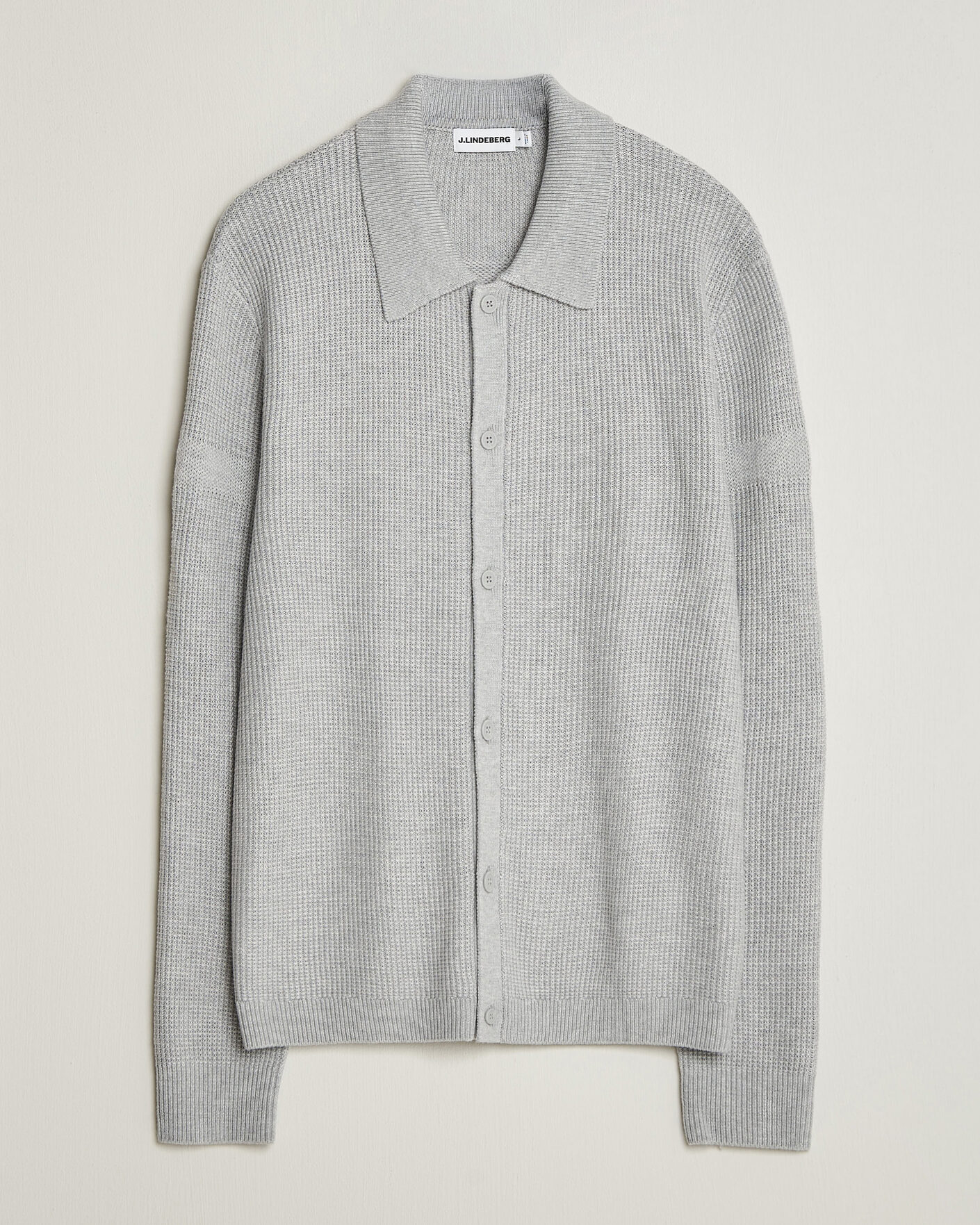 Hombres | Jerséis y prendas de punto | J.Lindeberg | Willem Knitted Cardigan Light Grey Melange