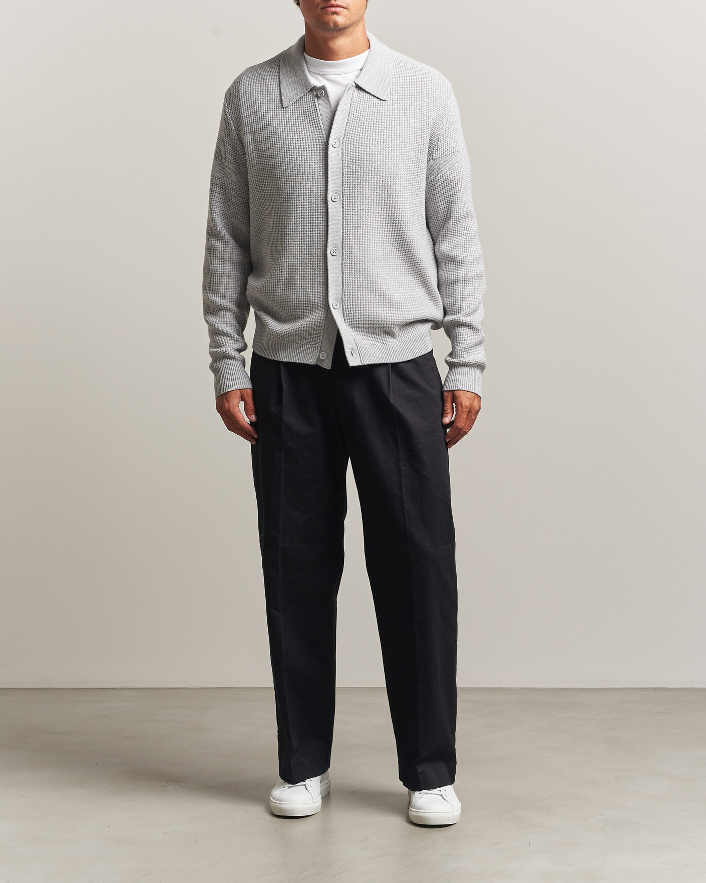 Hombres | Jerséis y prendas de punto | J.Lindeberg | Willem Knitted Cardigan Light Grey Melange