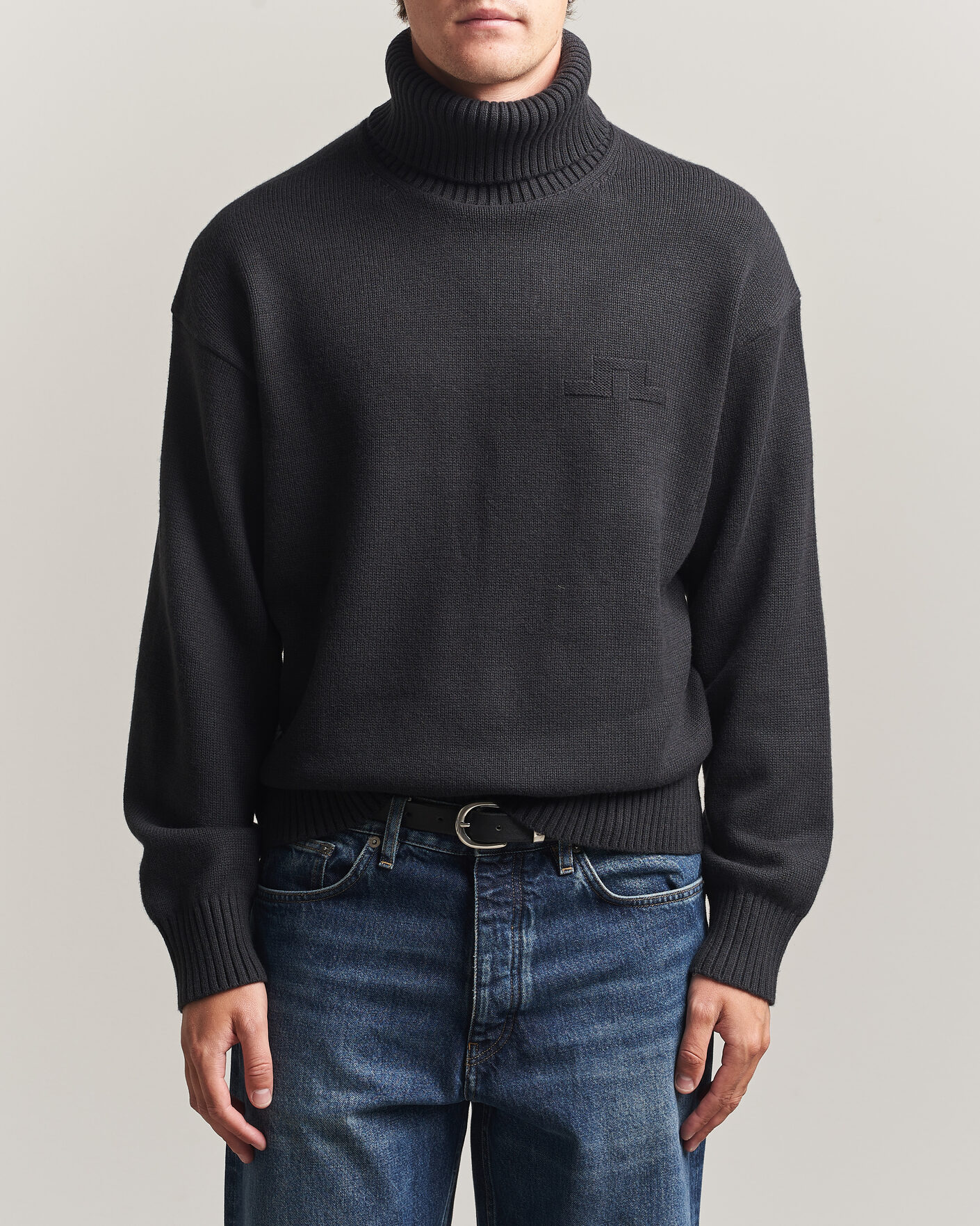 Hombres | Jerséis y prendas de punto | J.Lindeberg | Eddy Wool/Cotton Knitted Turtleneck Black