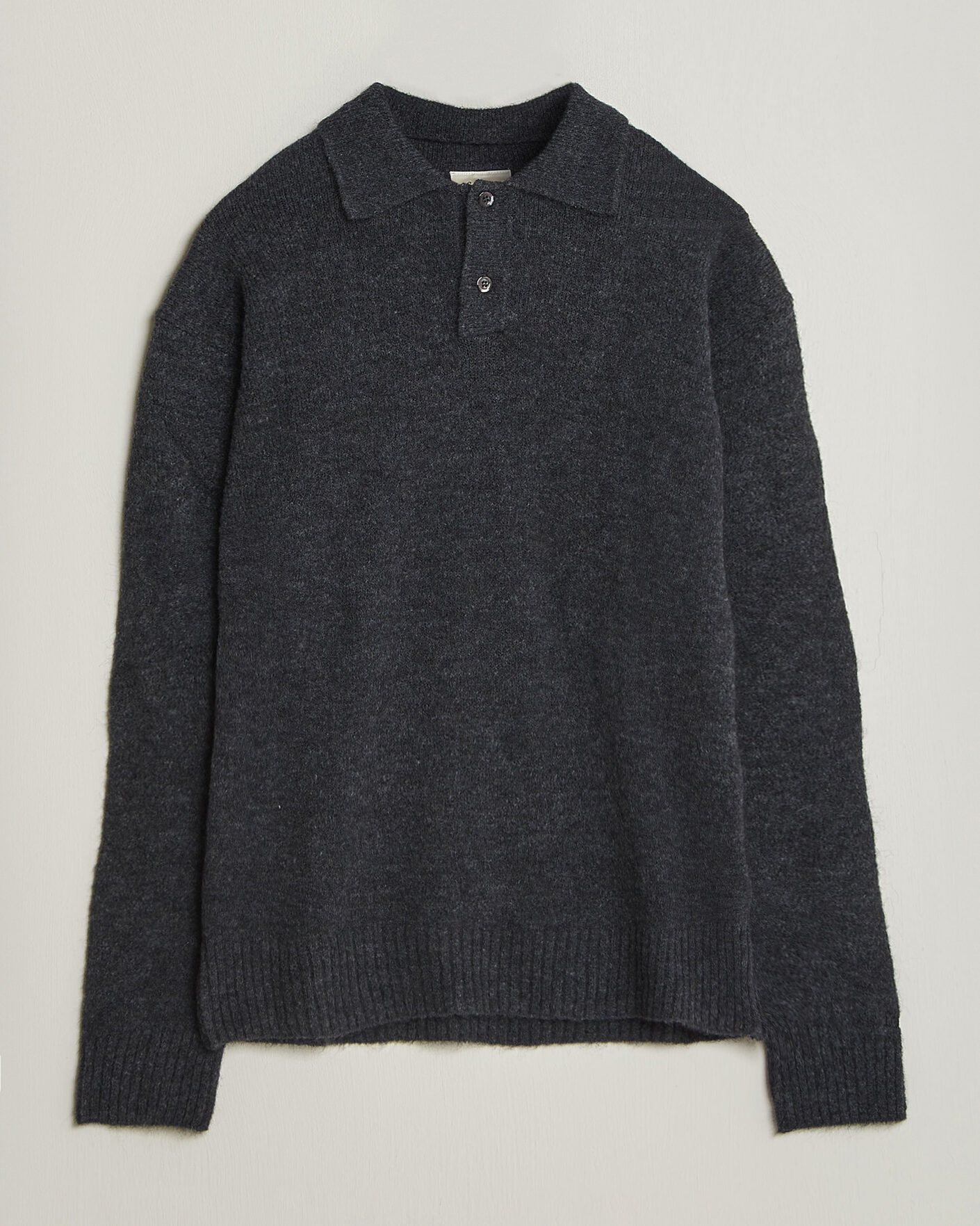 Hombres | Jerséis y prendas de punto | Forét | Alpine Polo Knit Dark Grey Melange