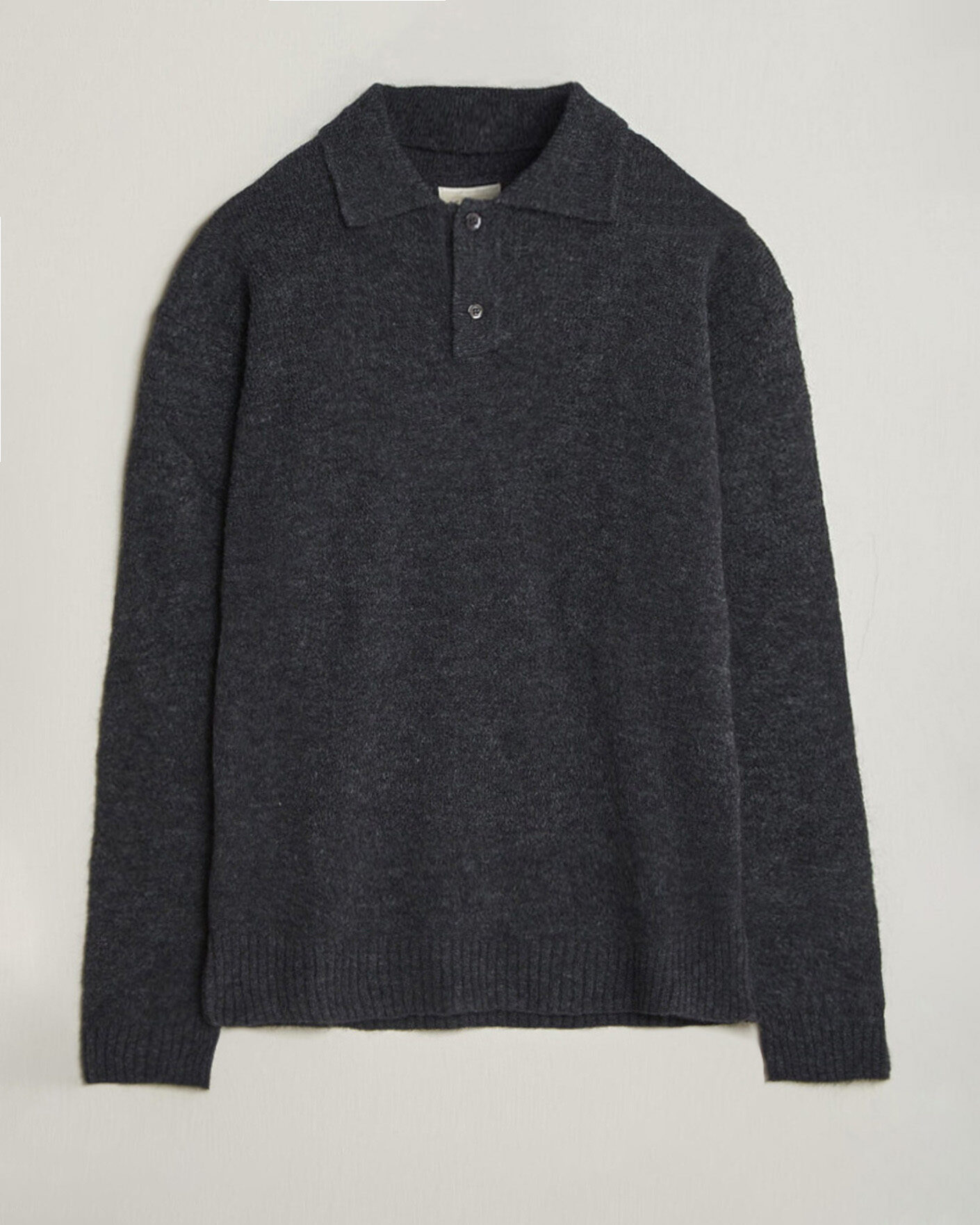 Hombres | Jerséis y prendas de punto | Forét | Alpine Polo Knit Dark Grey Melange