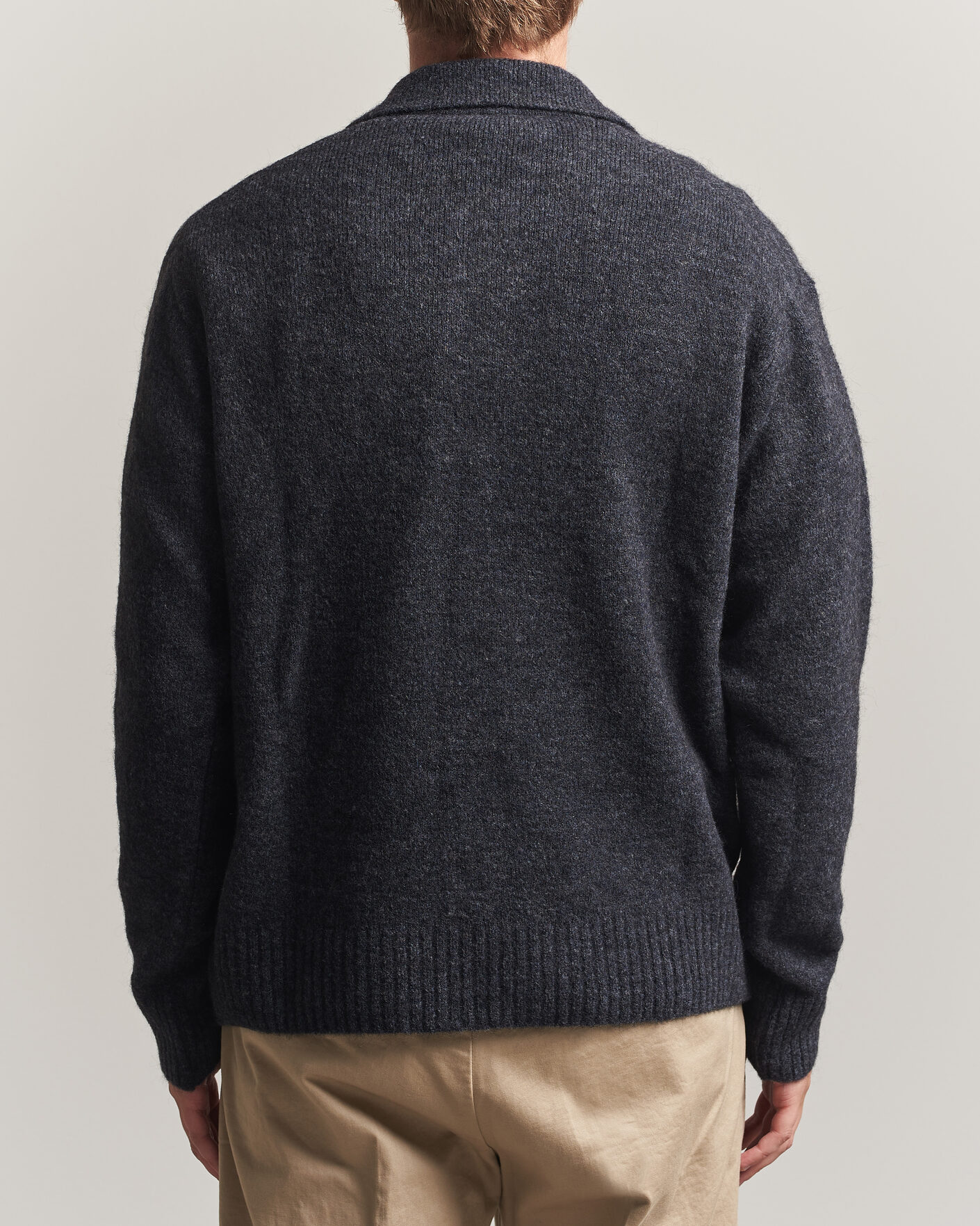 Hombres | Jerséis y prendas de punto | Forét | Alpine Polo Knit Dark Grey Melange