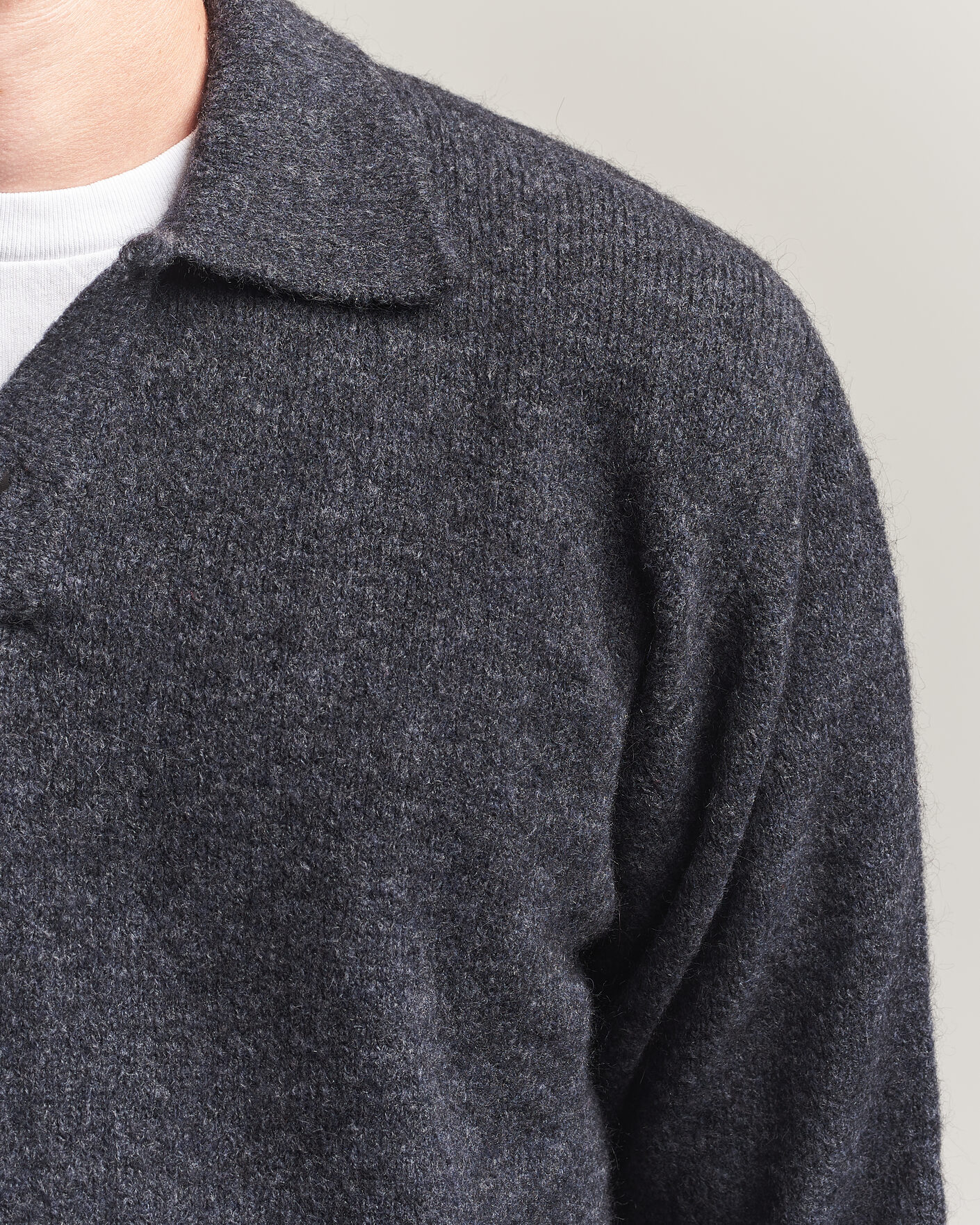 Hombres | Jerséis y prendas de punto | Forét | Alpine Polo Knit Dark Grey Melange