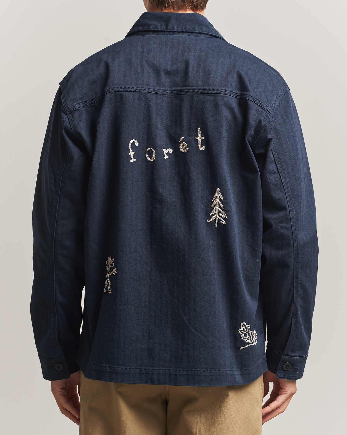 Hombres | Camisas | Forét | Berry Herringbone Embroidery Overshirt Navy