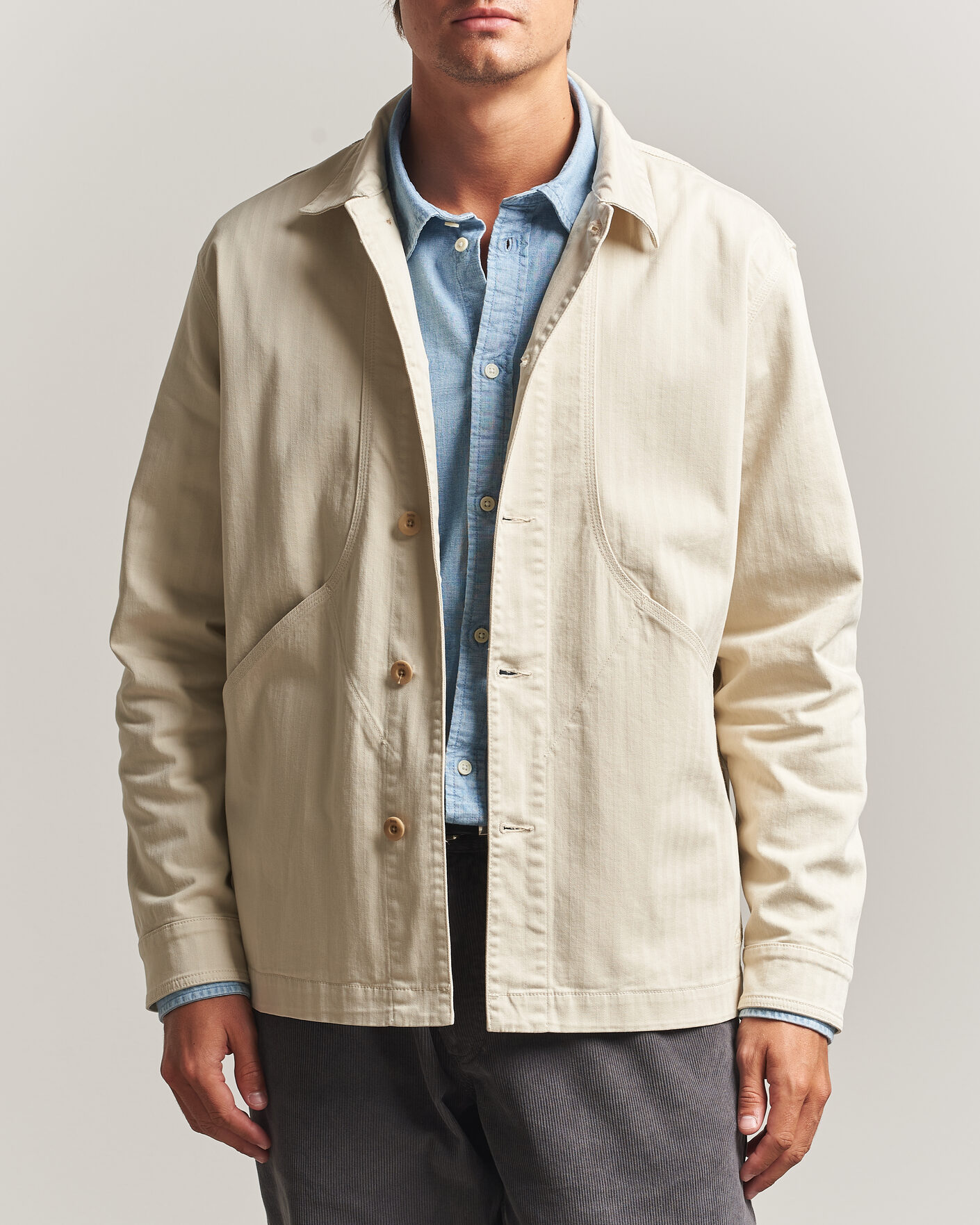 Hombres | Camisas | Forét | Berry Herringbone Overshirt Oat