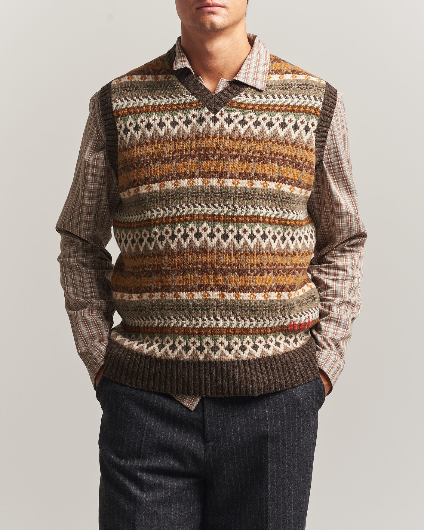 Hombres | Jerséis y prendas de punto | Forét | Fairisle Lambswool Vest Thyme