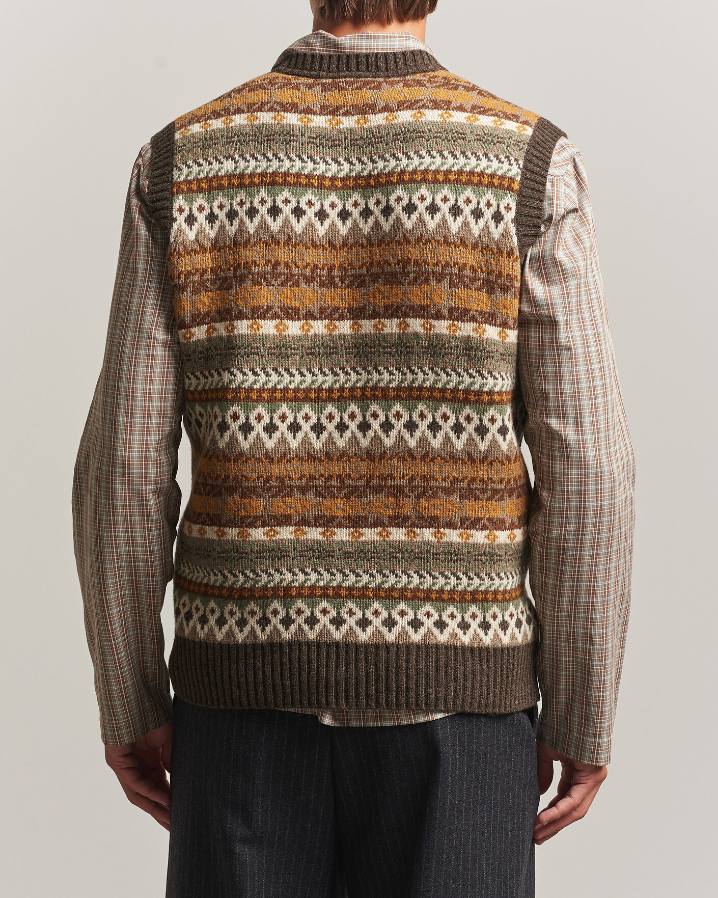 Hombres | Jerséis y prendas de punto | Forét | Fairisle Lambswool Vest Thyme