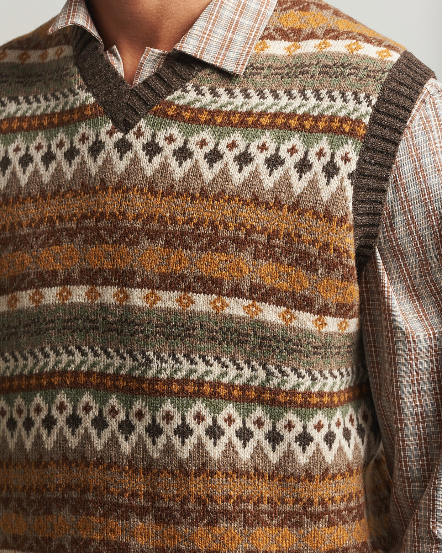 Hombres | Jerséis y prendas de punto | Forét | Fairisle Lambswool Vest Thyme
