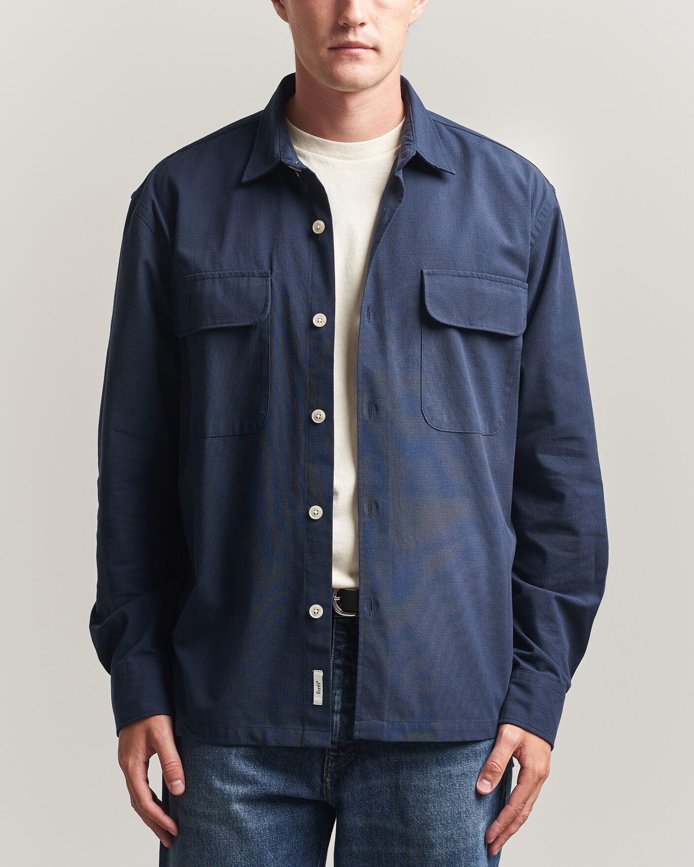 Hombres | Camisas | Forét | Lunar Relaxed Fit Textured Overshirt Navy