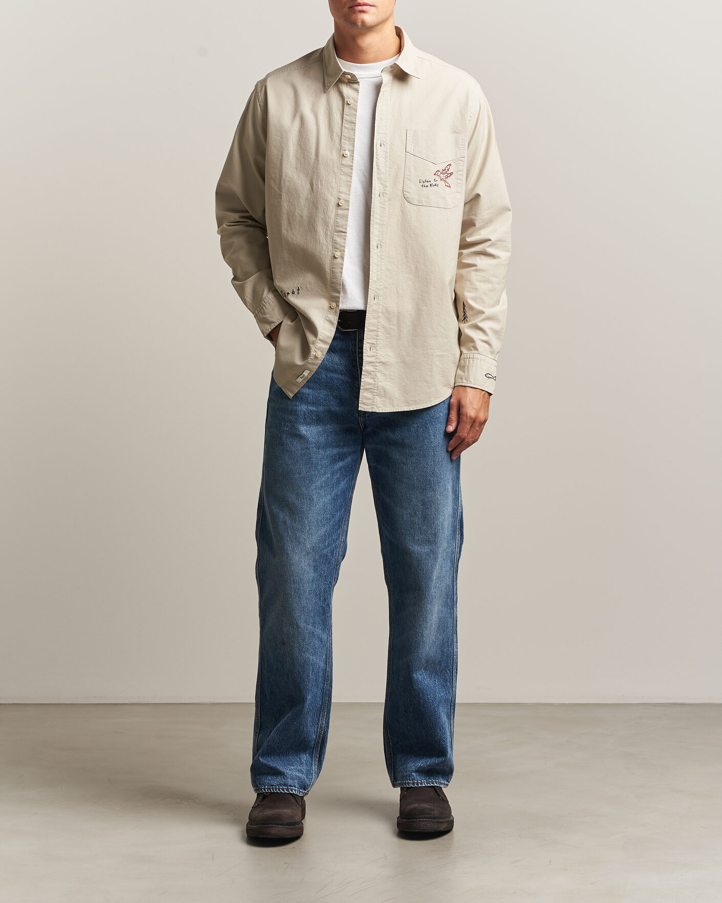 Hombres | Camisas | Forét | Maple Embroidery Oxford Shirt Oat