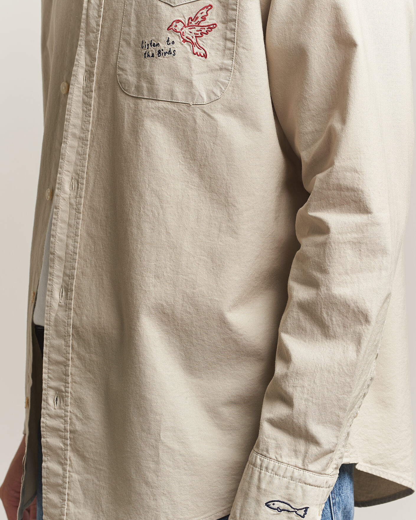 Hombres | Camisas | Forét | Maple Embroidery Oxford Shirt Oat