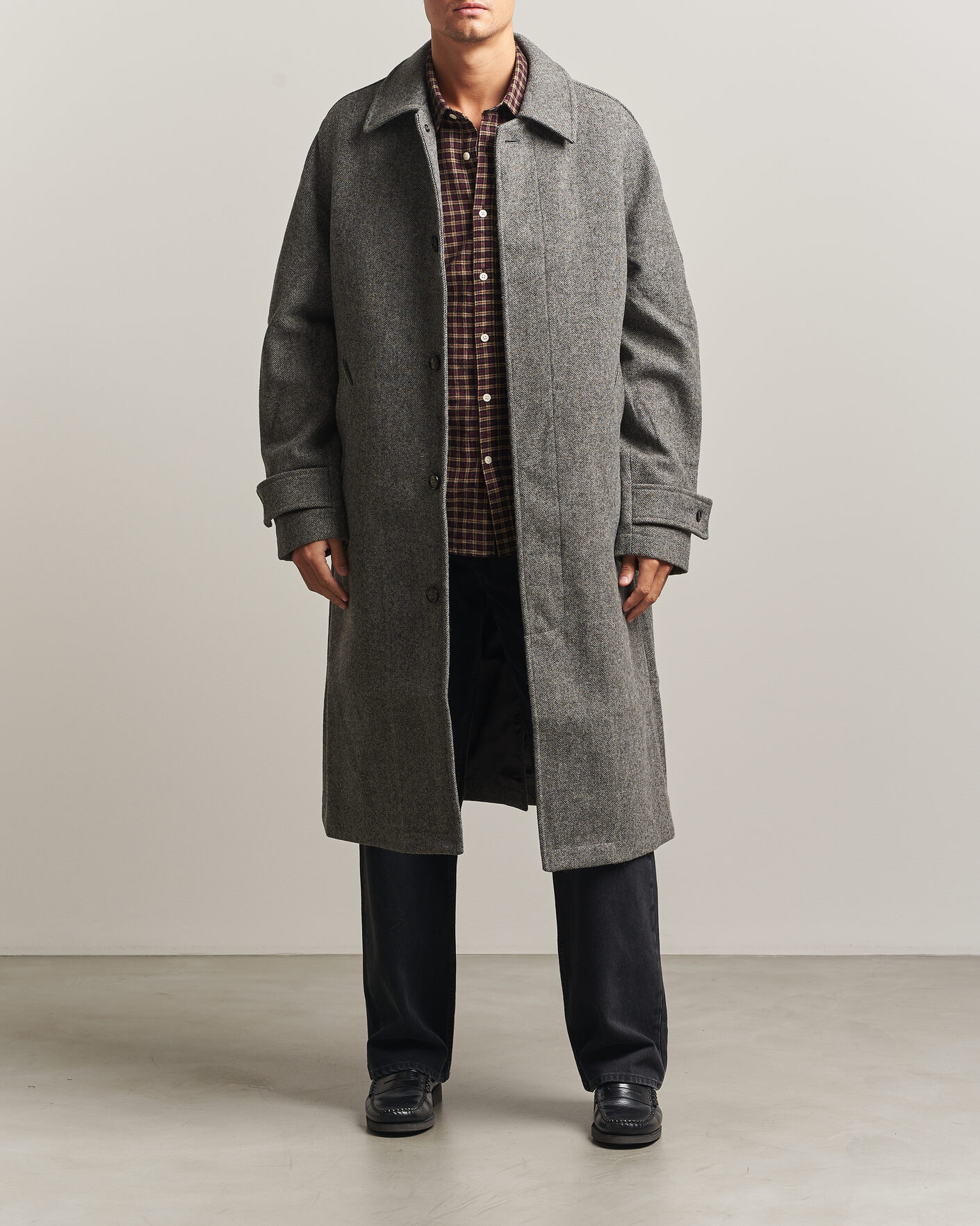 Hombres | Abrigos y chaquetas | Forét | Pine Wool Coat Grey Herringbone
