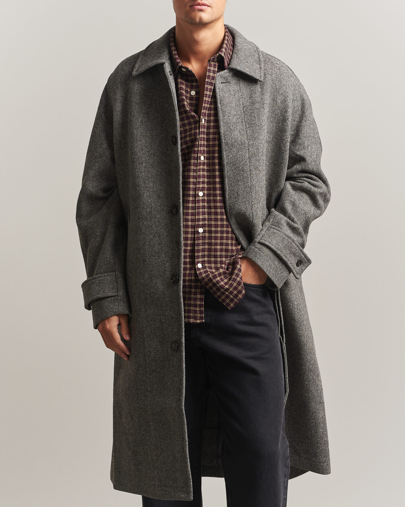 Hombres | Abrigos y chaquetas | Forét | Pine Wool Coat Grey Herringbone