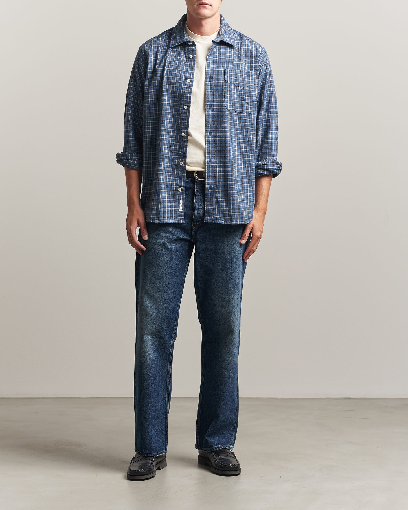 Hombres | Camisas | Forét | Ridge Flannel Check Shirt Navy