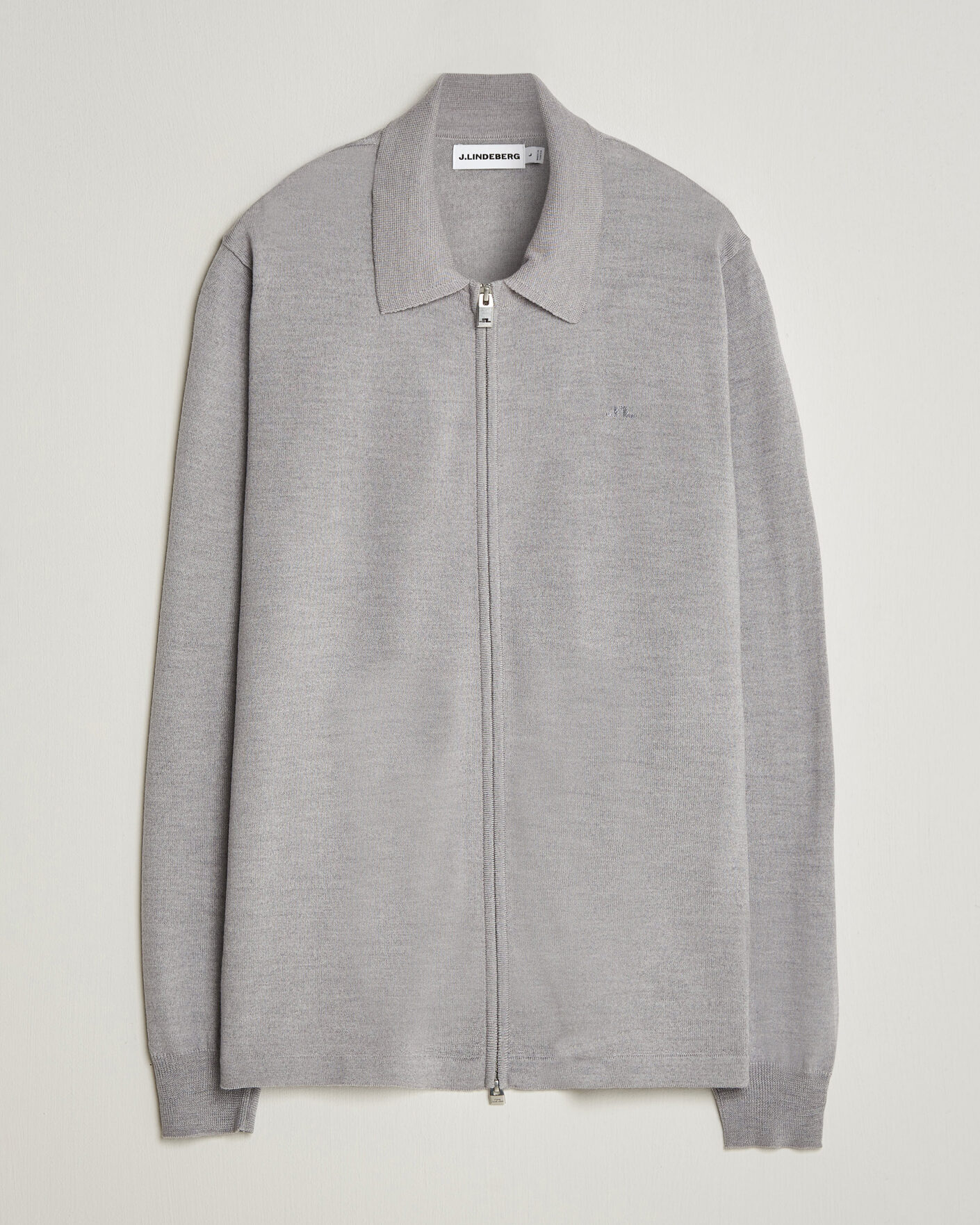 Hombres | Jerséis y prendas de punto | J.Lindeberg | Kaleb Merino Full Zip Light Grey Melange