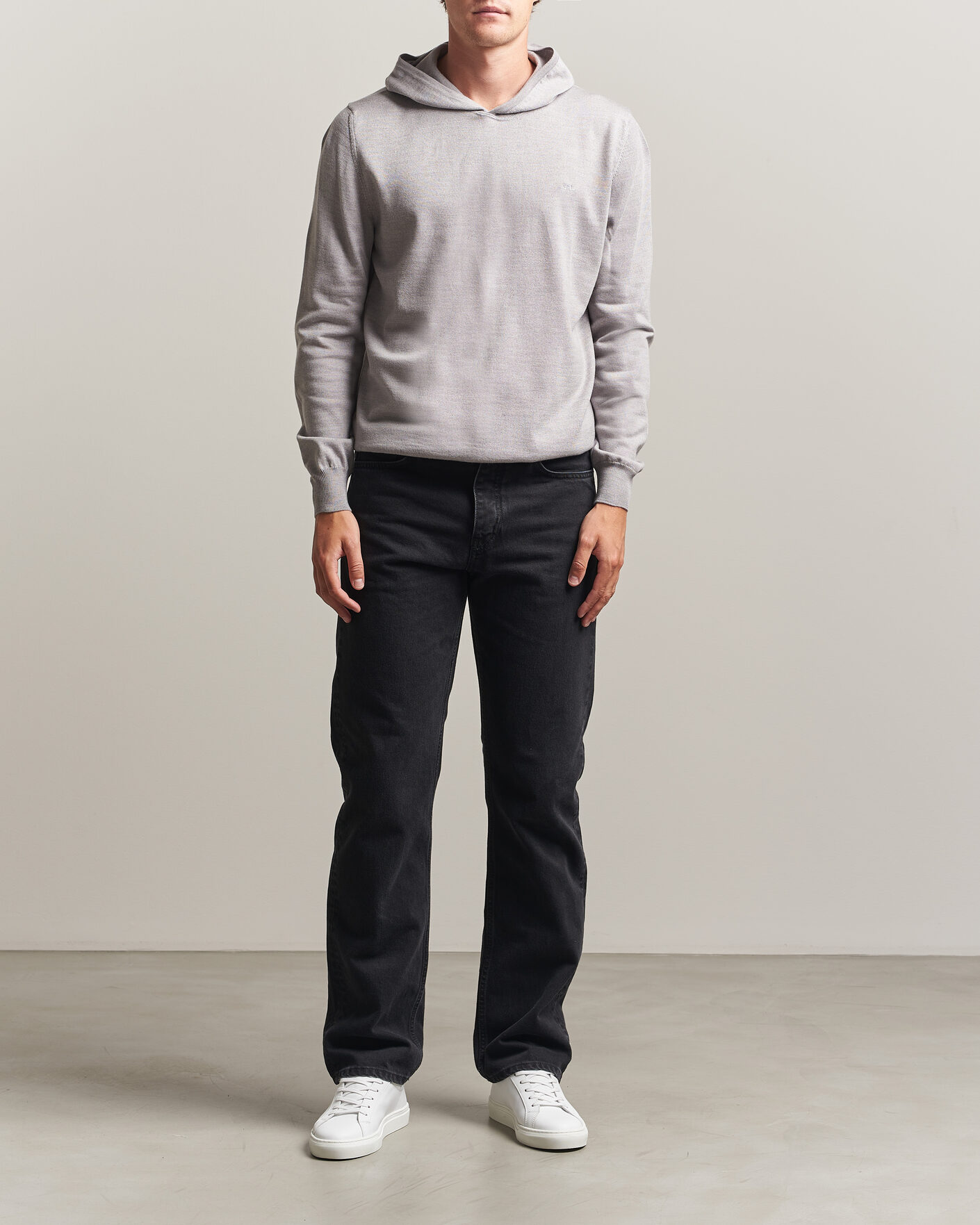 Hombres | Jerséis y prendas de punto | J.Lindeberg | Karl Merino Hoodie Light Grey Melange