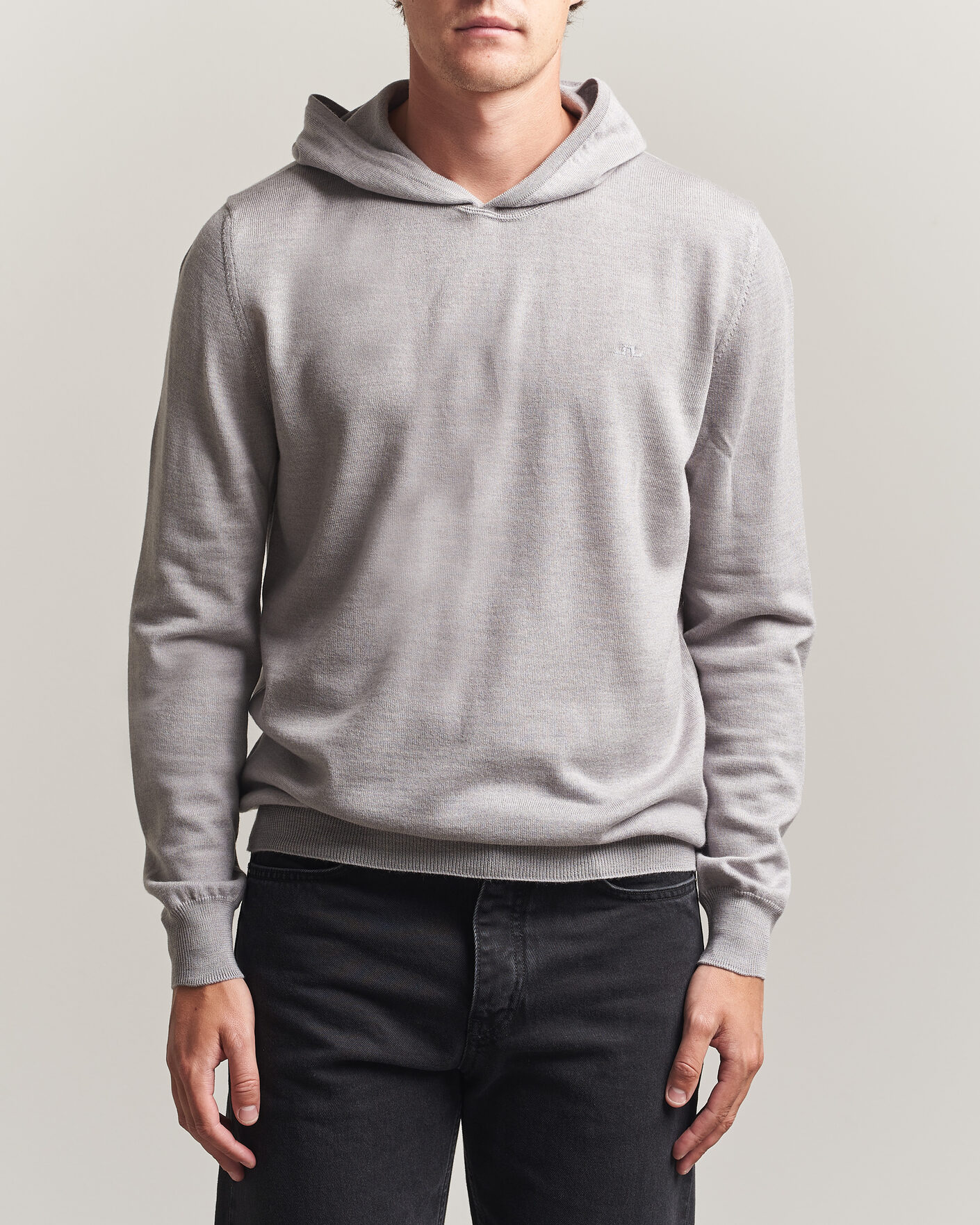 Hombres | Jerséis y prendas de punto | J.Lindeberg | Karl Merino Hoodie Light Grey Melange