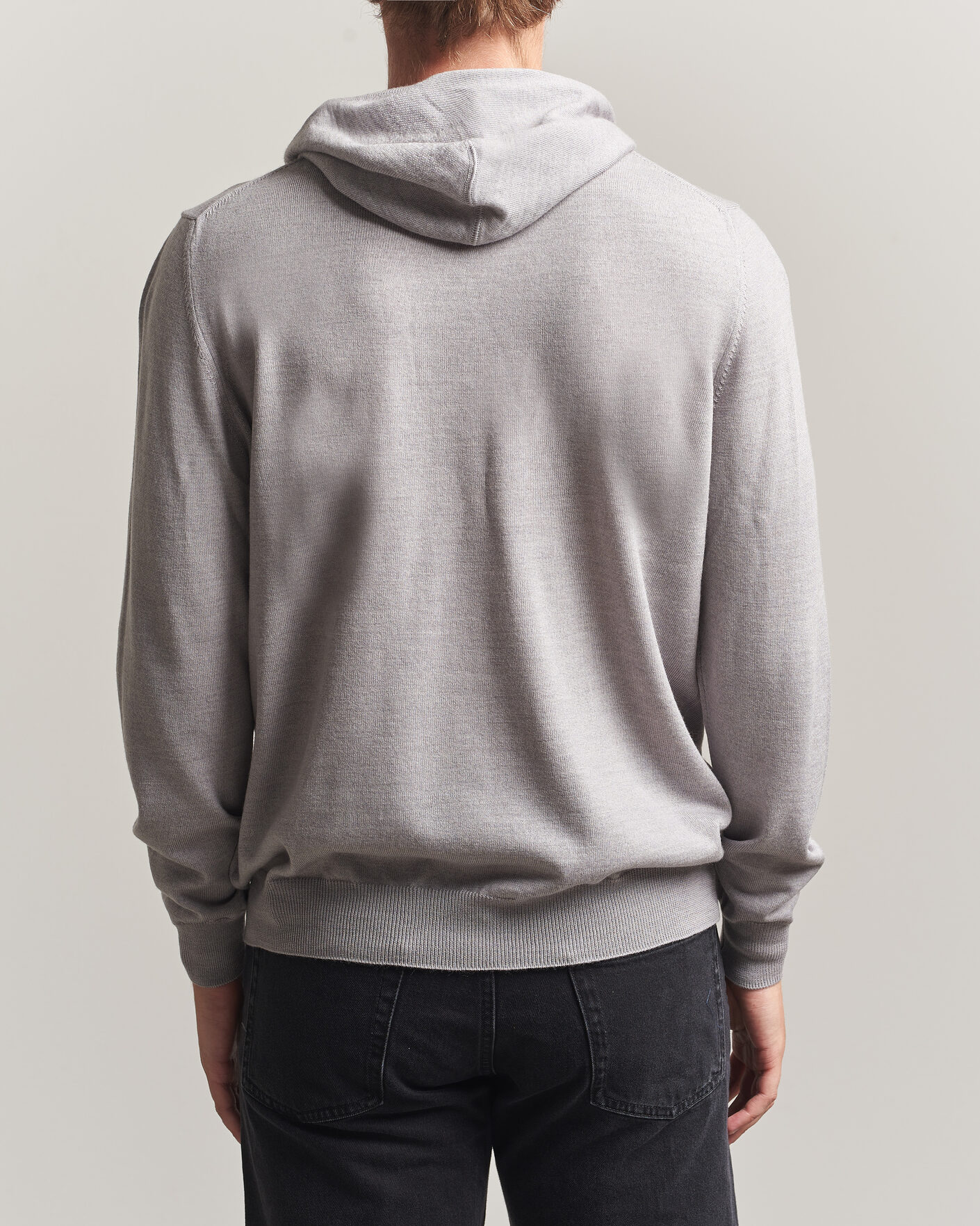 Hombres | Jerséis y prendas de punto | J.Lindeberg | Karl Merino Hoodie Light Grey Melange