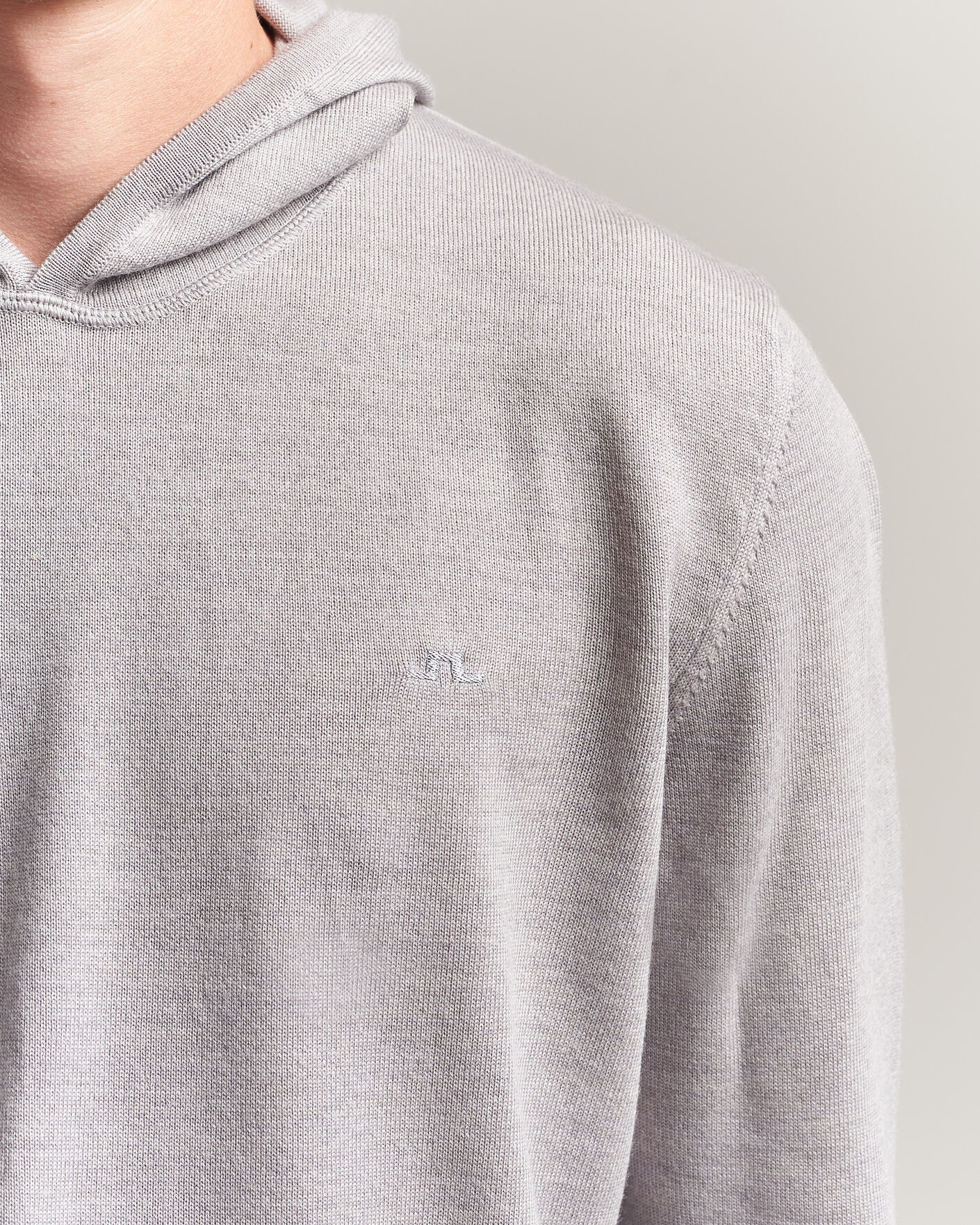 Hombres | Jerséis y prendas de punto | J.Lindeberg | Karl Merino Hoodie Light Grey Melange