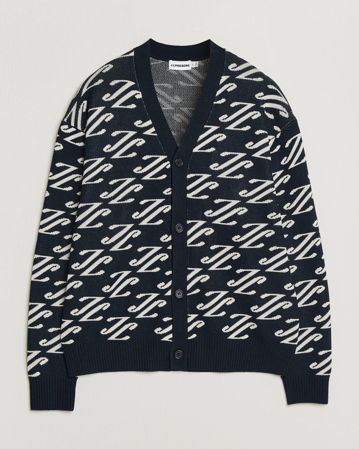 Hombres | Jerséis y prendas de punto | J.Lindeberg | Denny Jacquard Cardigan JL Navy